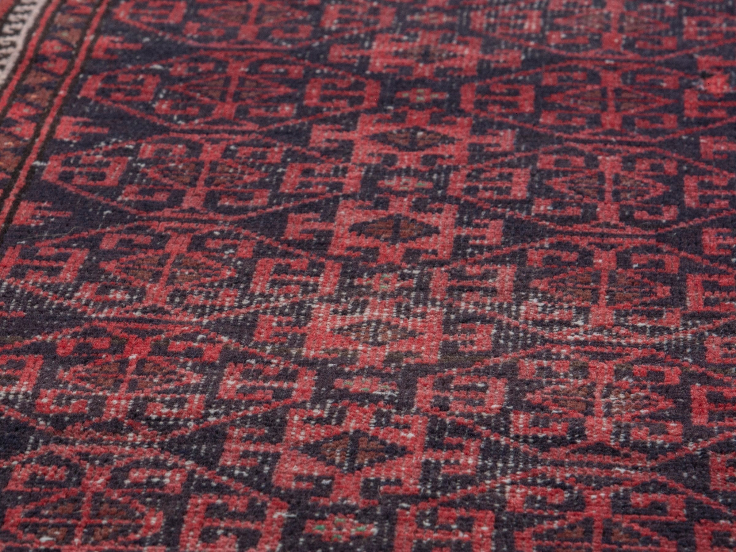 Persian Baluch runner rug in burgundy and deep red, view 10 of 18