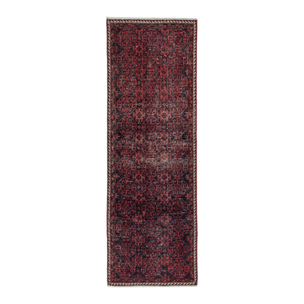 Persian Baluch runner rug in burgundy and deep red, 2'5" x 6'6"