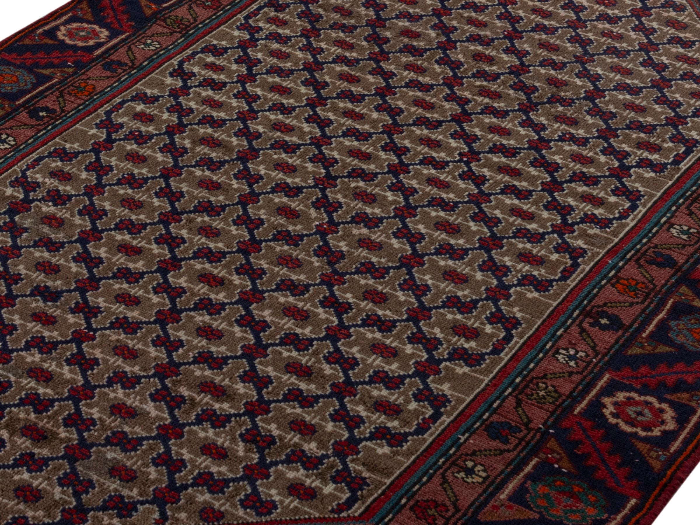 Persian Songhor area rug in cream and burgundy, view 10 of 18