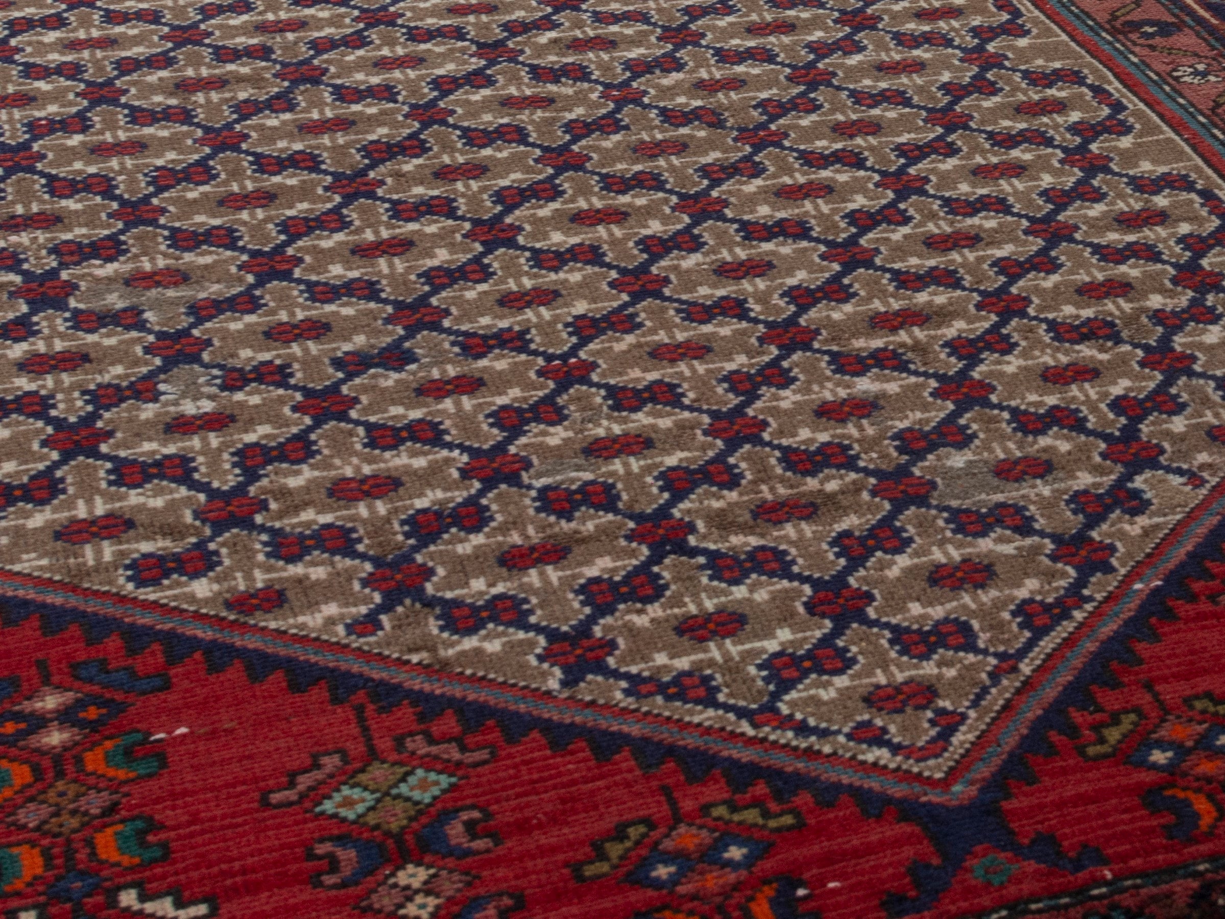 Persian Songhor area rug in cream and burgundy, view 11 of 18