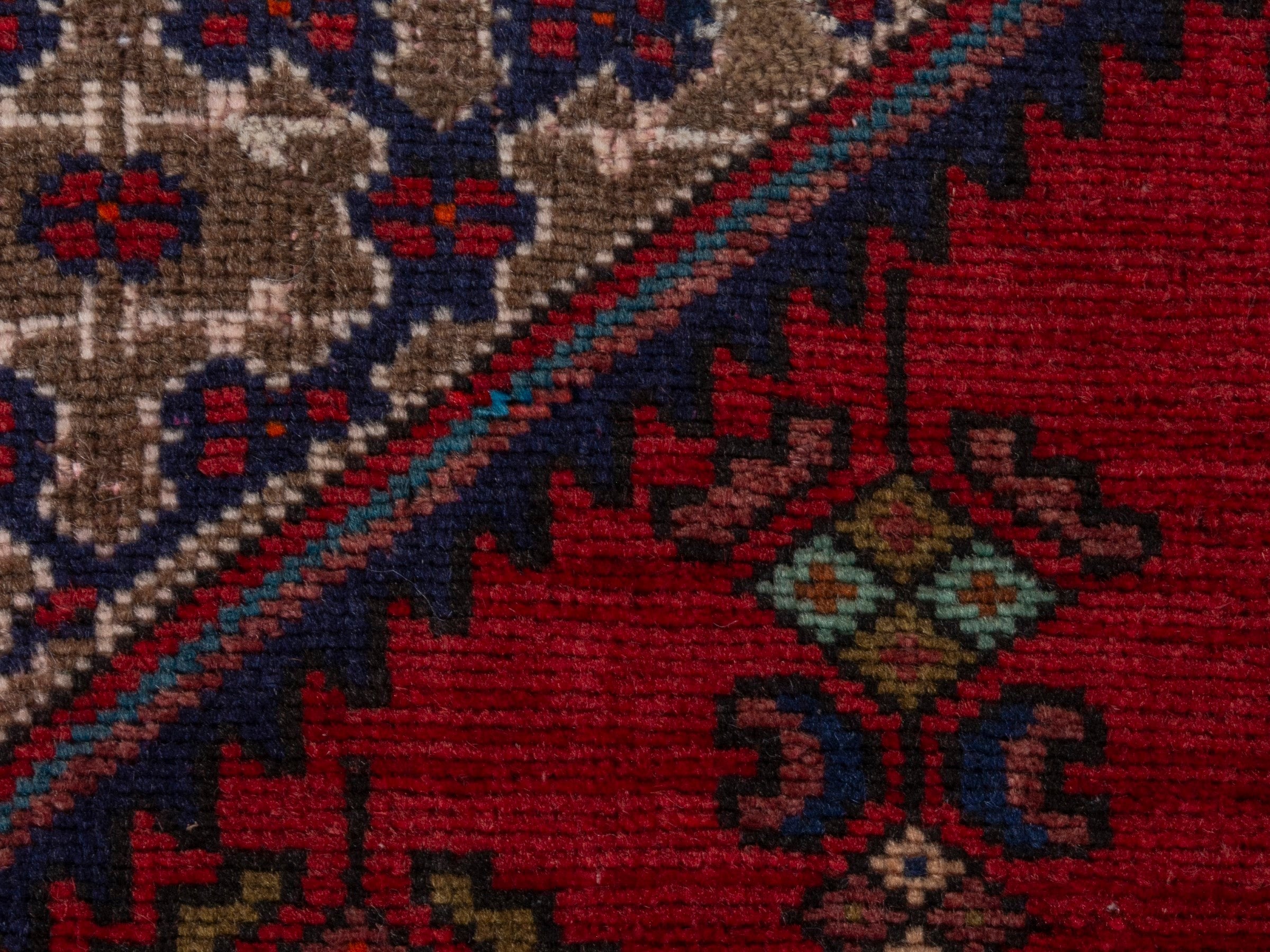 Persian Songhor area rug in cream and burgundy, view 12 of 18