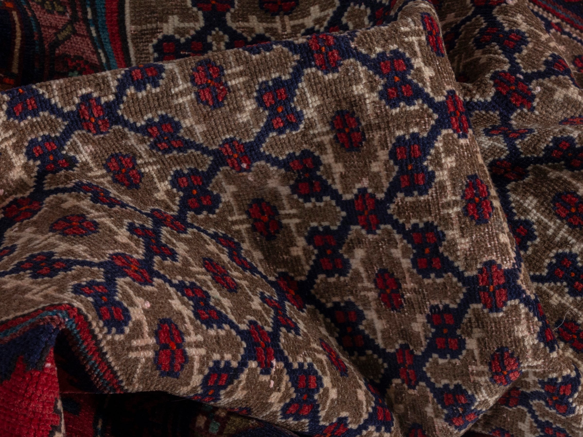 Persian Songhor area rug in cream and burgundy, view 17 of 18