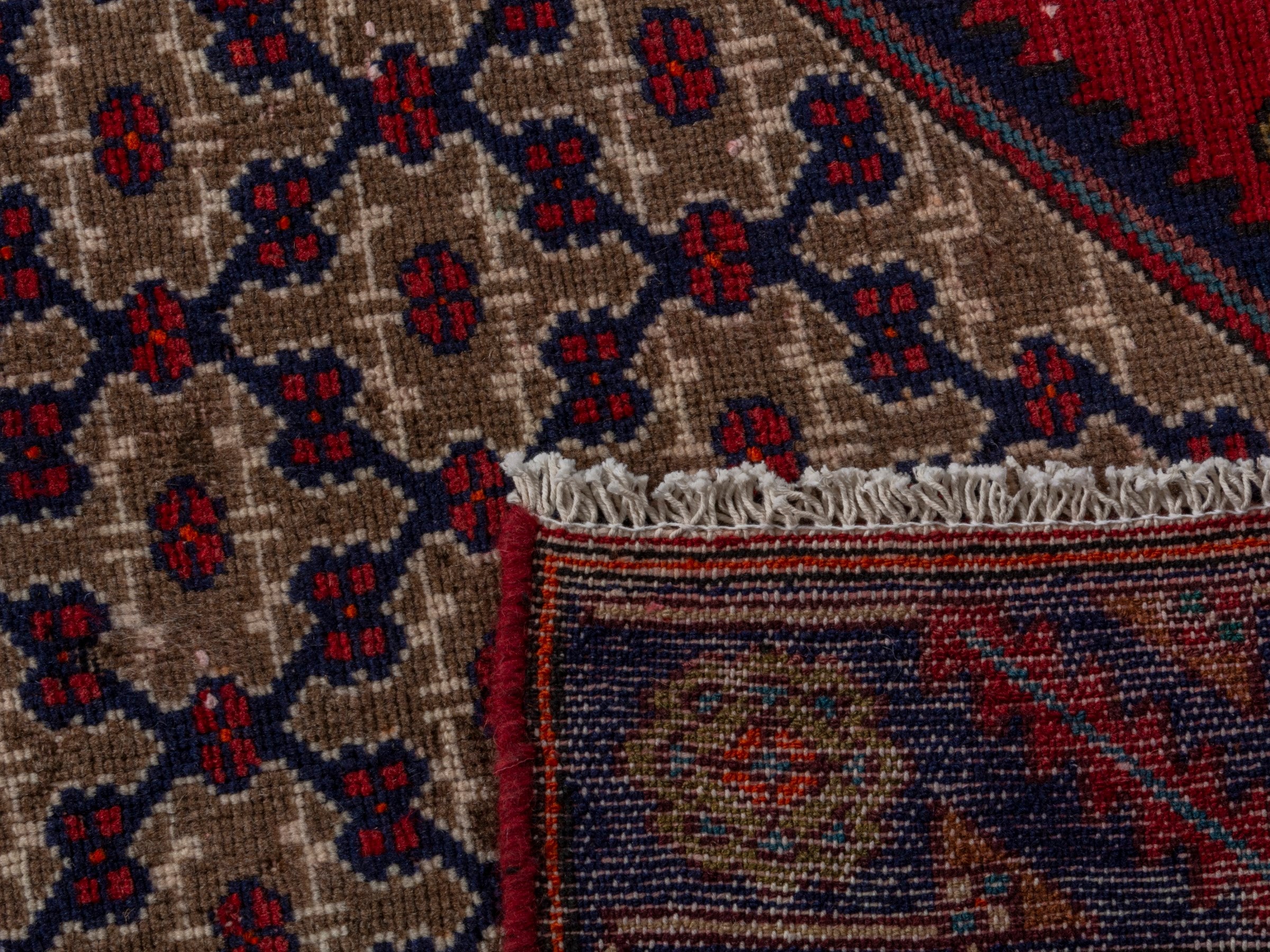 Persian Songhor area rug in cream and burgundy, view 18 of 18