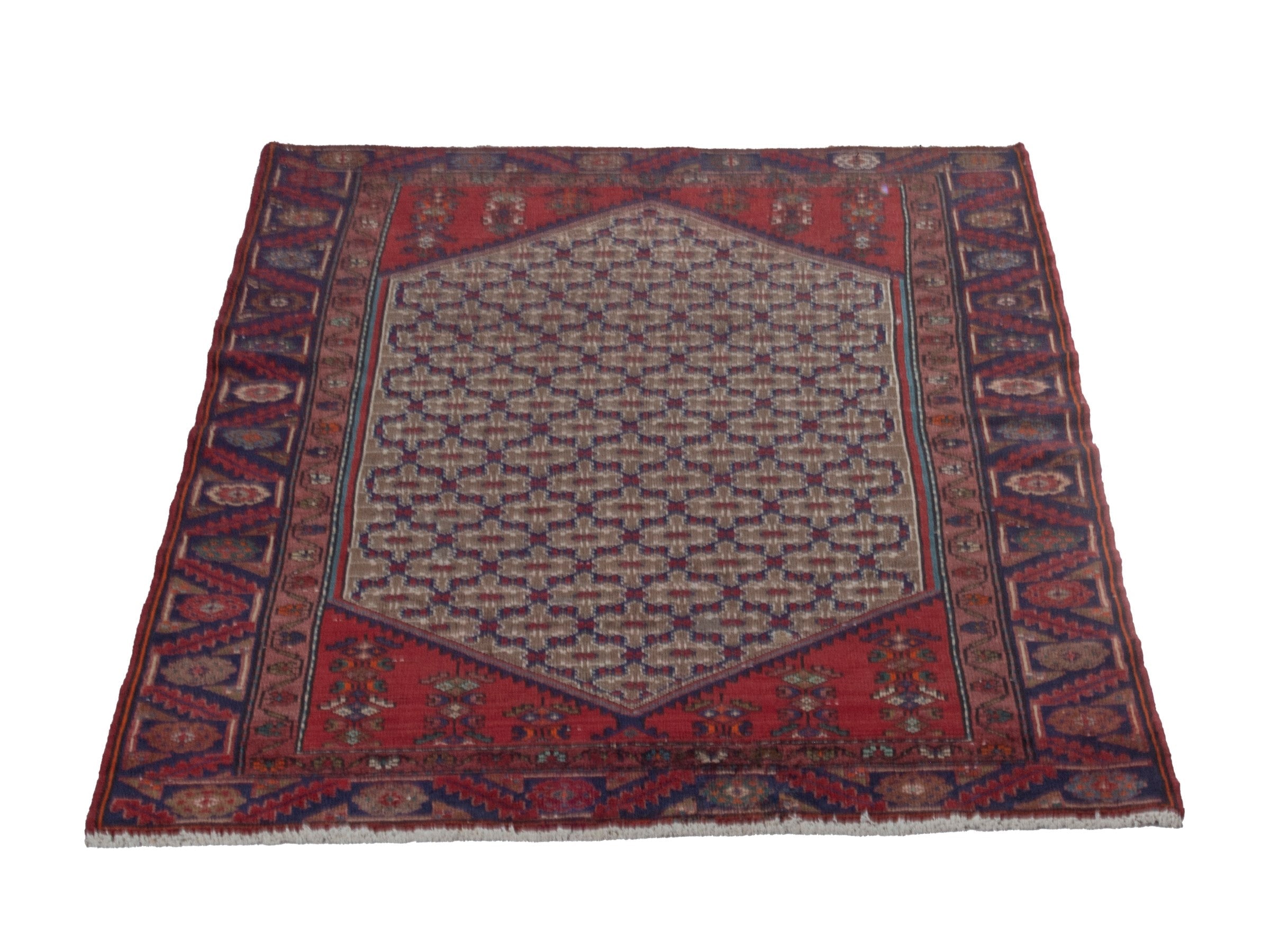 Persian Songhor area rug in cream and burgundy, view 3 of 18