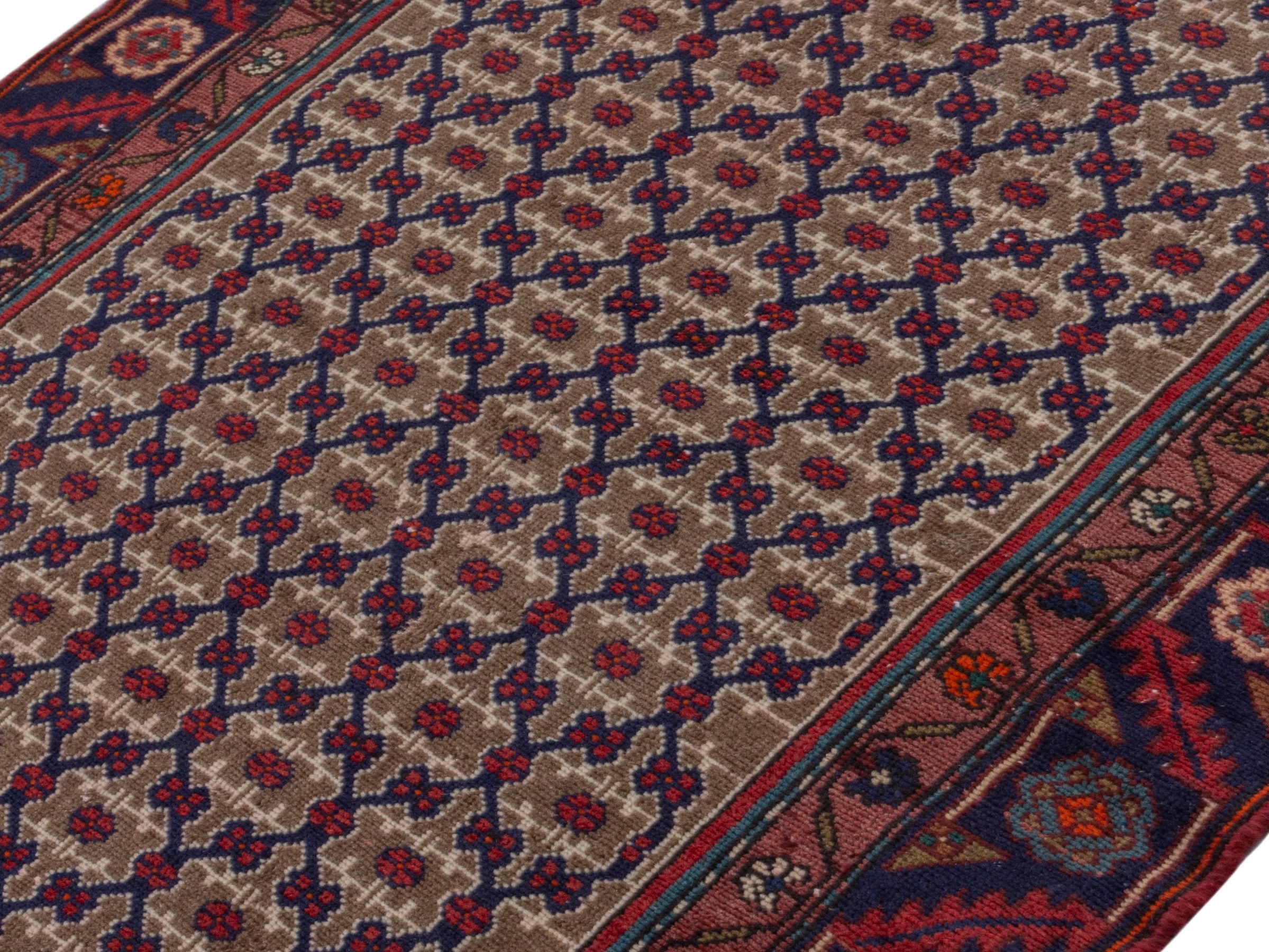 Persian Songhor area rug in cream and burgundy, view 4 of 18