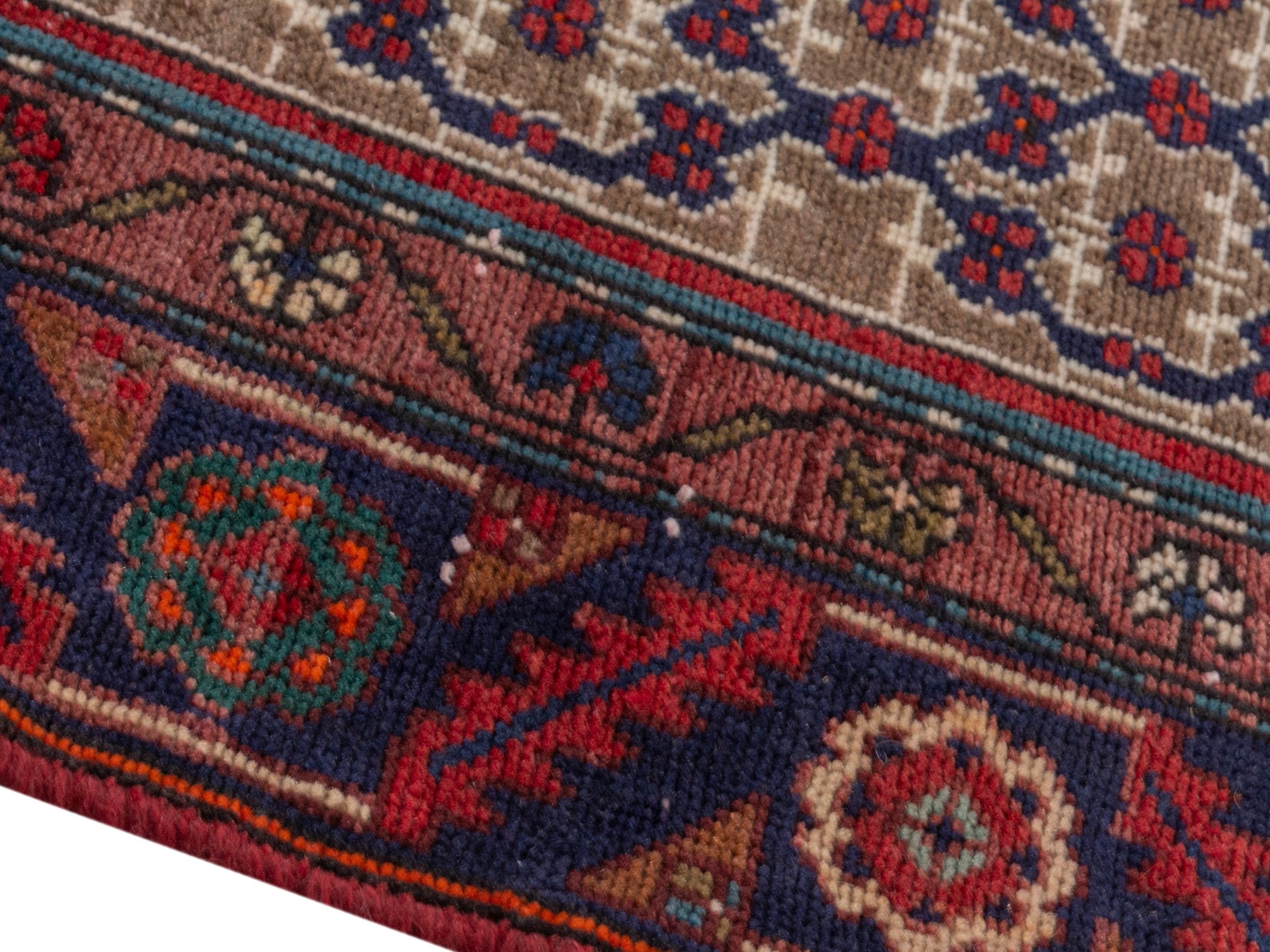 Persian Songhor area rug in cream and burgundy, view 8 of 18