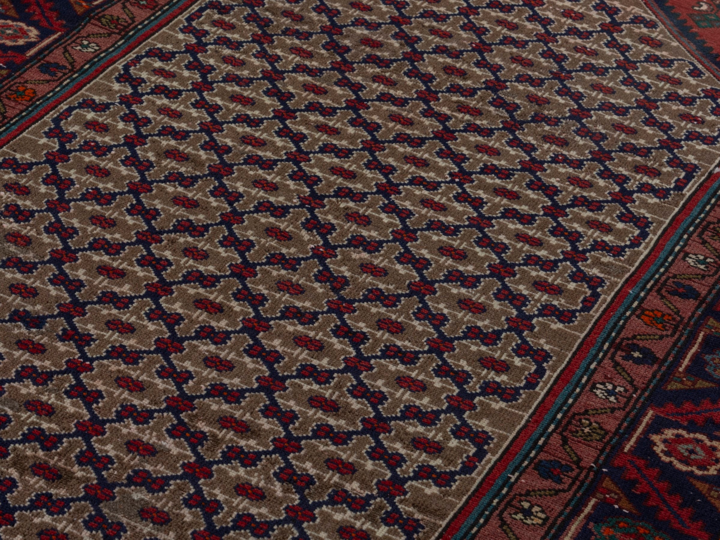 Persian Songhor area rug in cream and burgundy, view 9 of 18