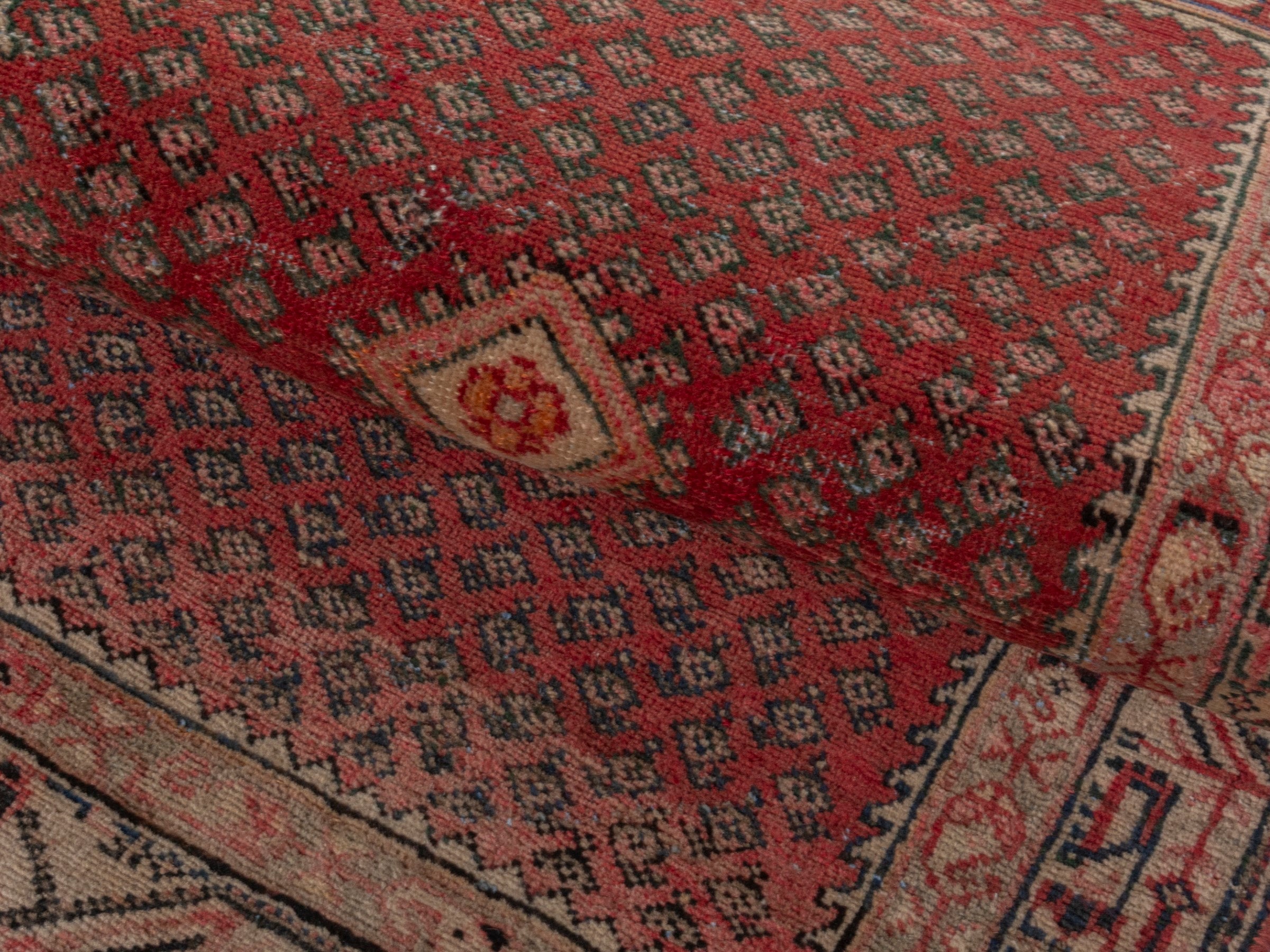 Persian Arak accent rug in deep red and tan, view 14 of 17