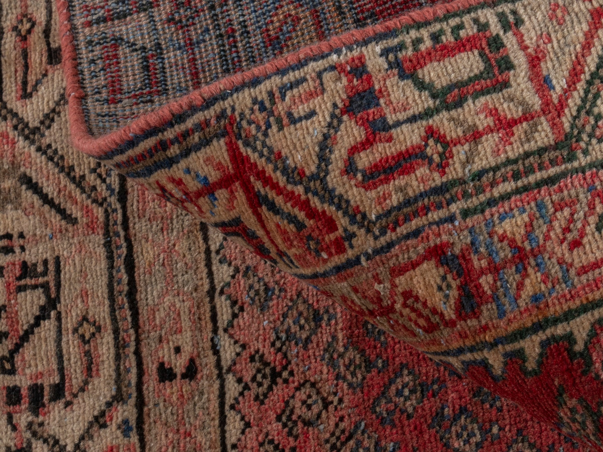 Persian Arak accent rug in deep red and tan, view 15 of 17