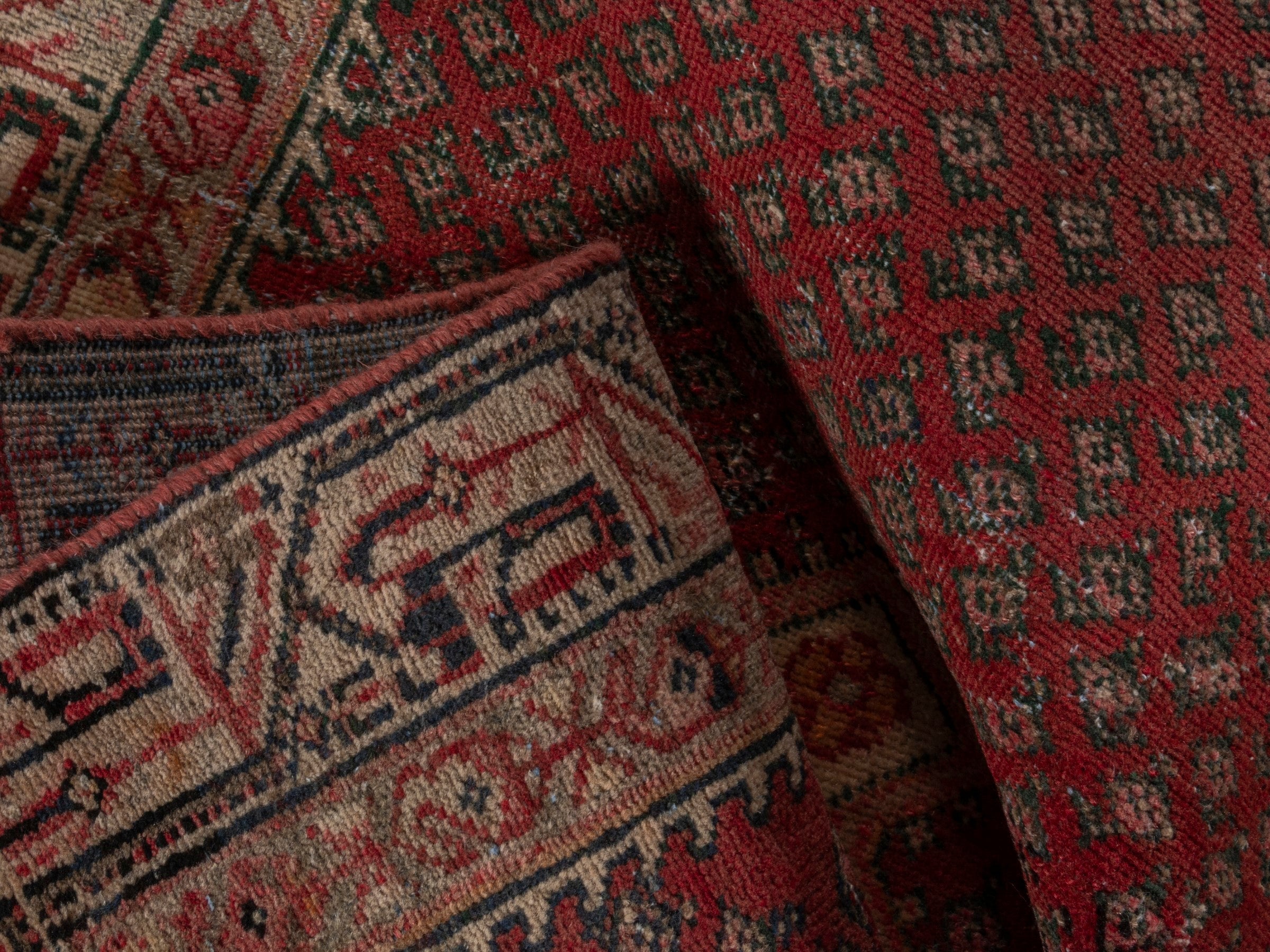 Persian Arak accent rug in deep red and tan, view 16 of 17