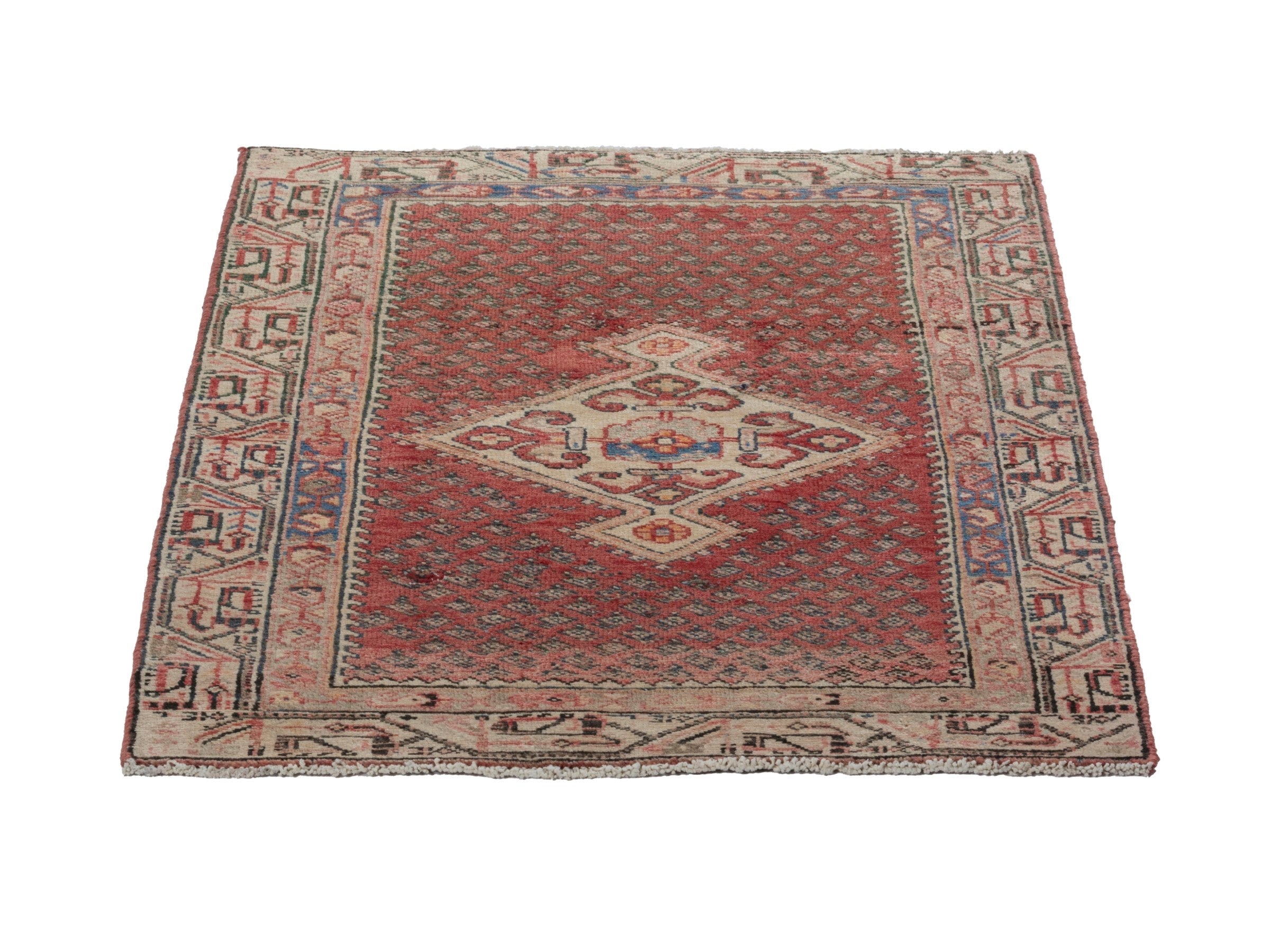 Persian Arak accent rug in deep red and tan, view 3 of 17