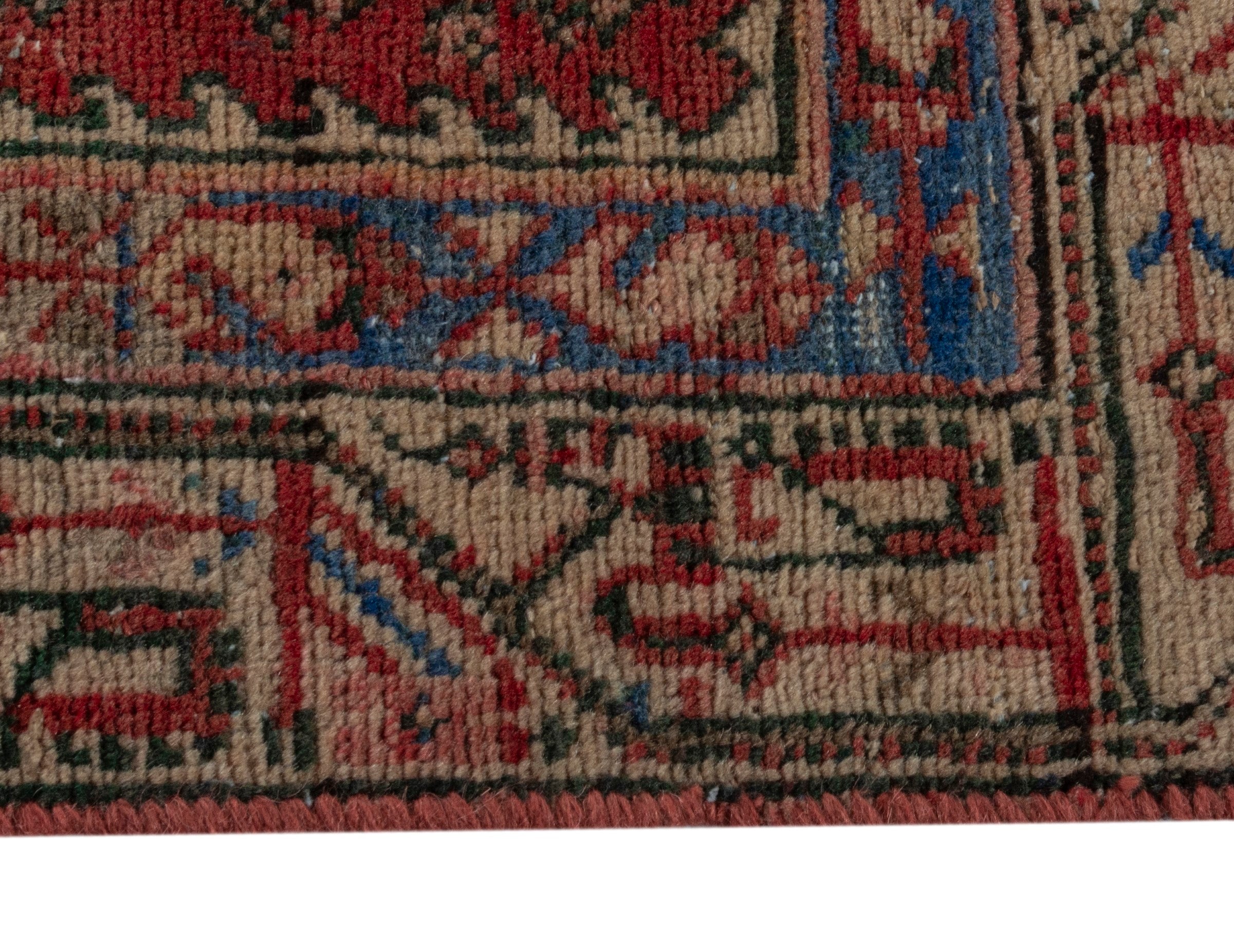Persian Arak accent rug in deep red and tan, view 5 of 17