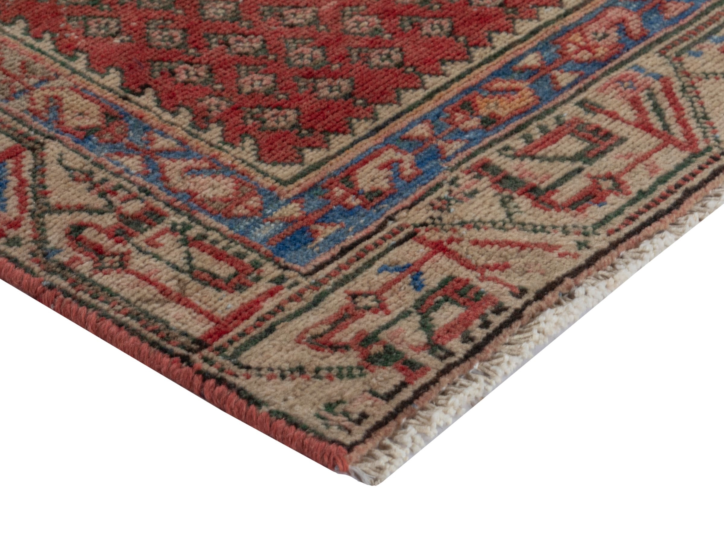 Persian Arak accent rug in deep red and tan, view 6 of 17