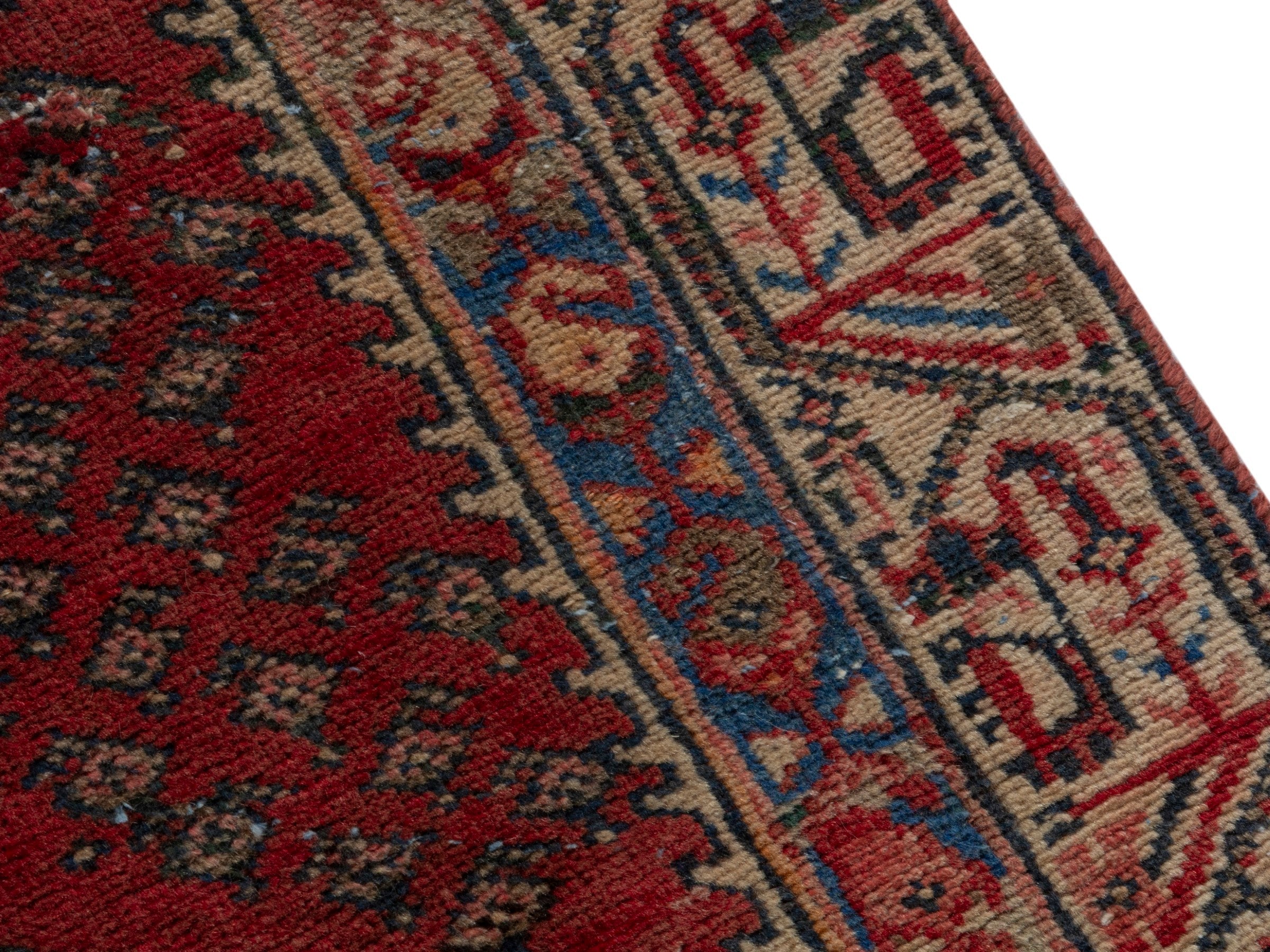 Persian Arak accent rug in deep red and tan, view 7 of 17