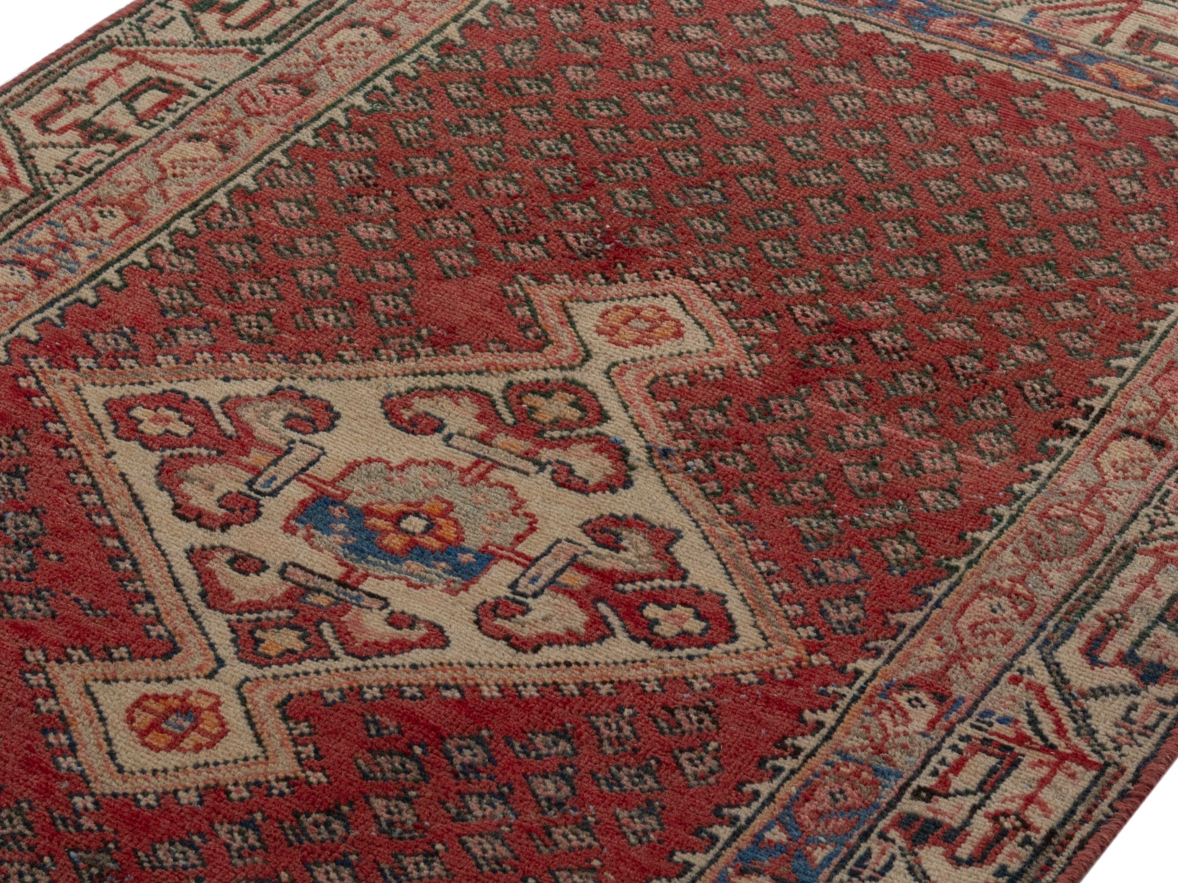 Persian Arak accent rug in deep red and tan, view 9 of 17