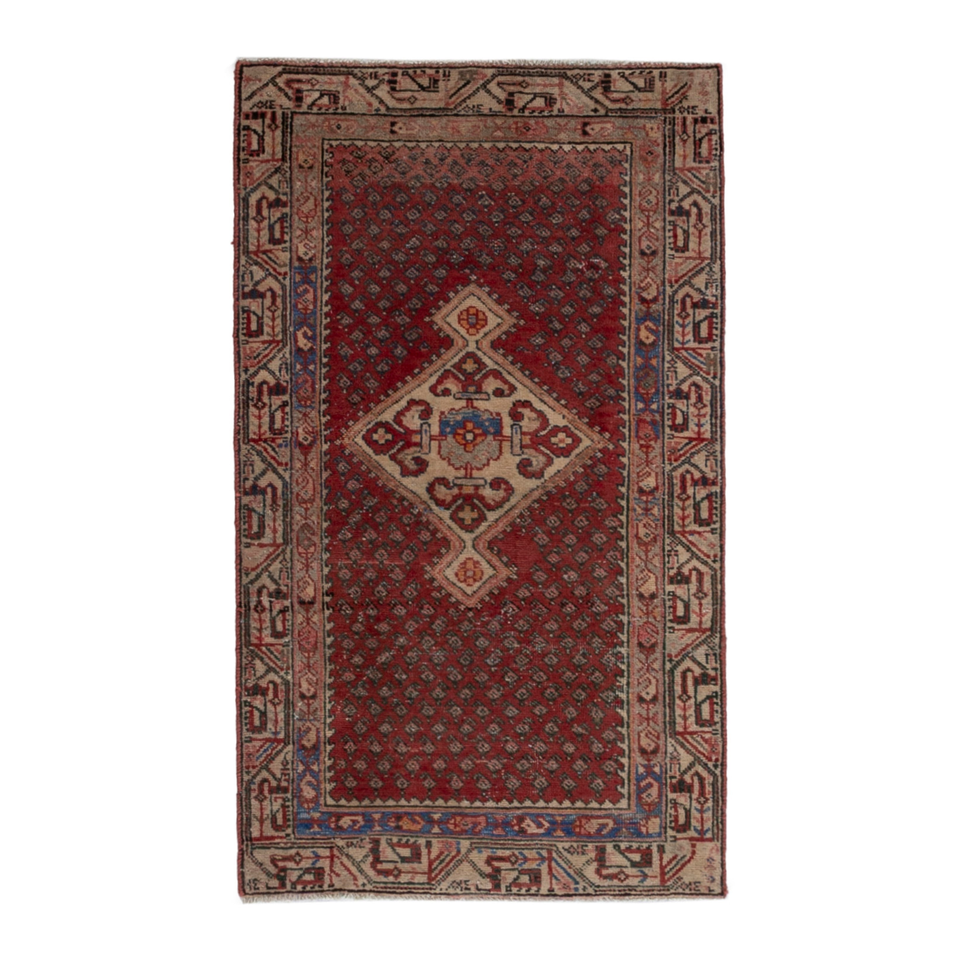 Persian Arak accent rug in deep red and tan, 2'11" x 5'