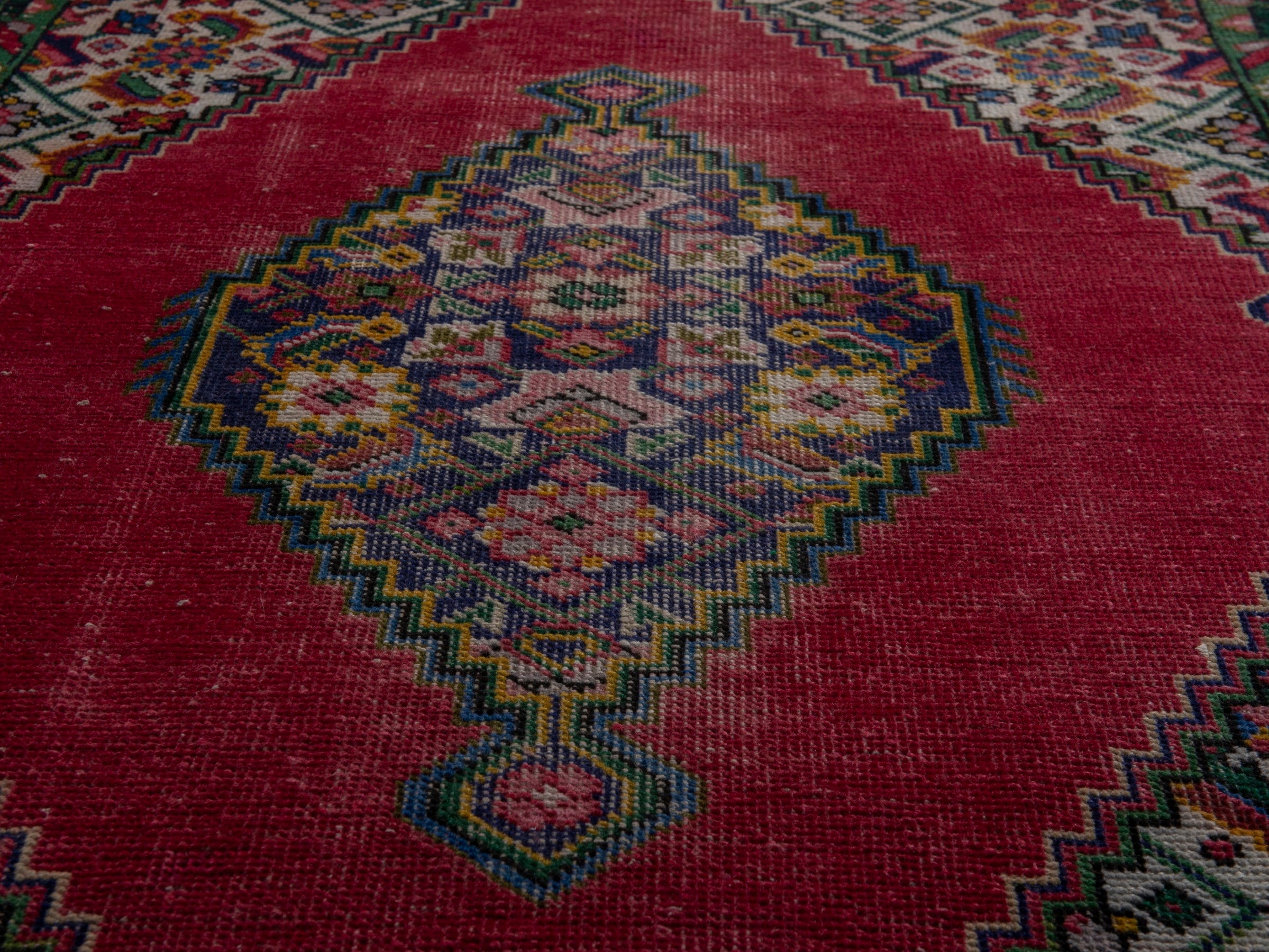 Persian Tabriz accent rug in deep red and cream, view 10 of 17