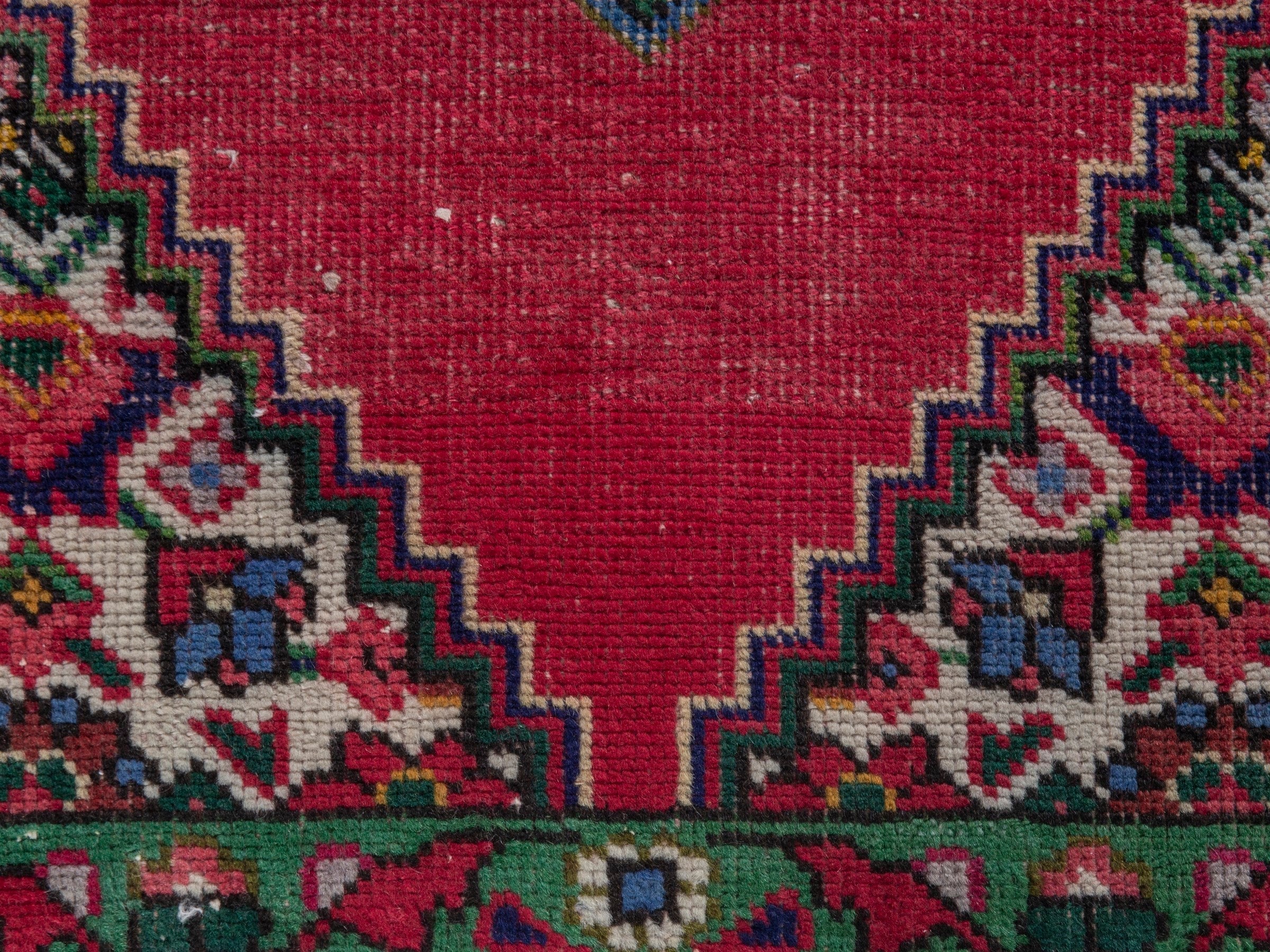 Persian Tabriz accent rug in deep red and cream, view 11 of 17