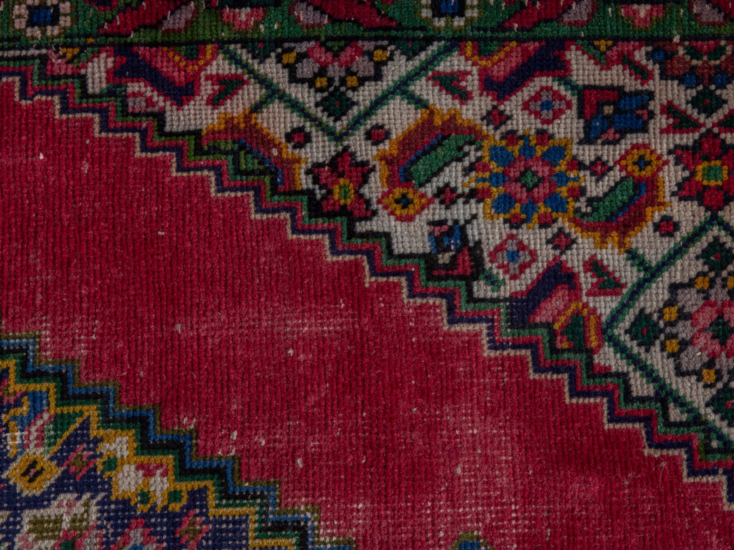 Persian Tabriz accent rug in deep red and cream, view 13 of 17
