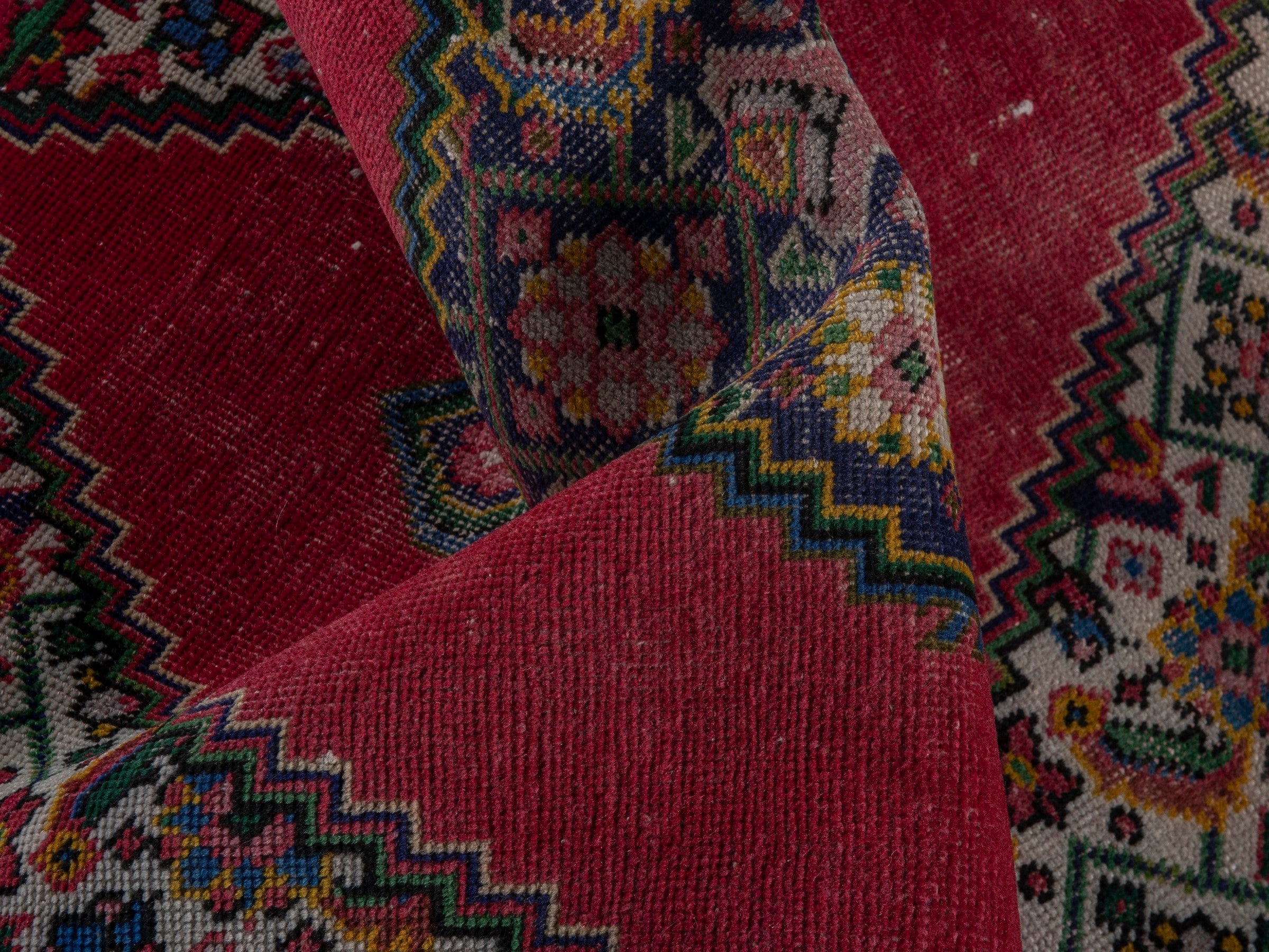 Persian Tabriz accent rug in deep red and cream, view 14 of 17