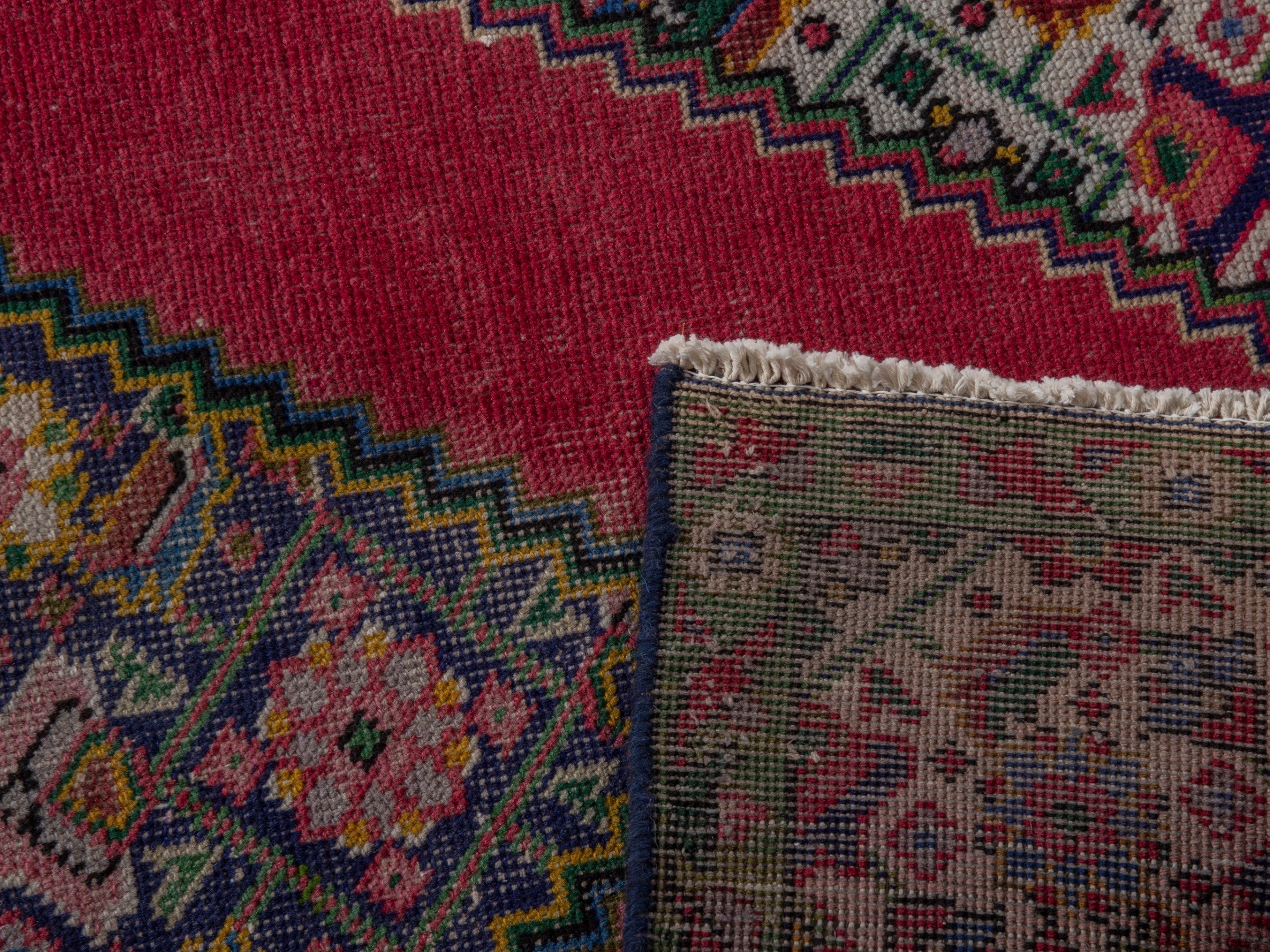 Persian Tabriz accent rug in deep red and cream, view 17 of 17