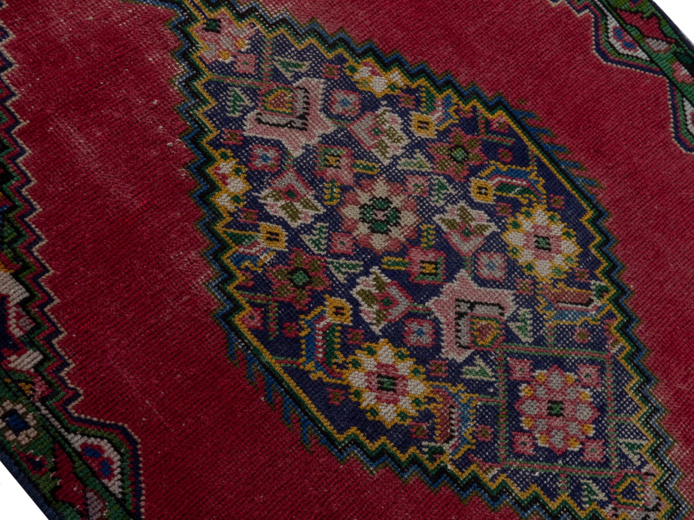 Persian Tabriz accent rug in deep red and cream, view 4 of 17
