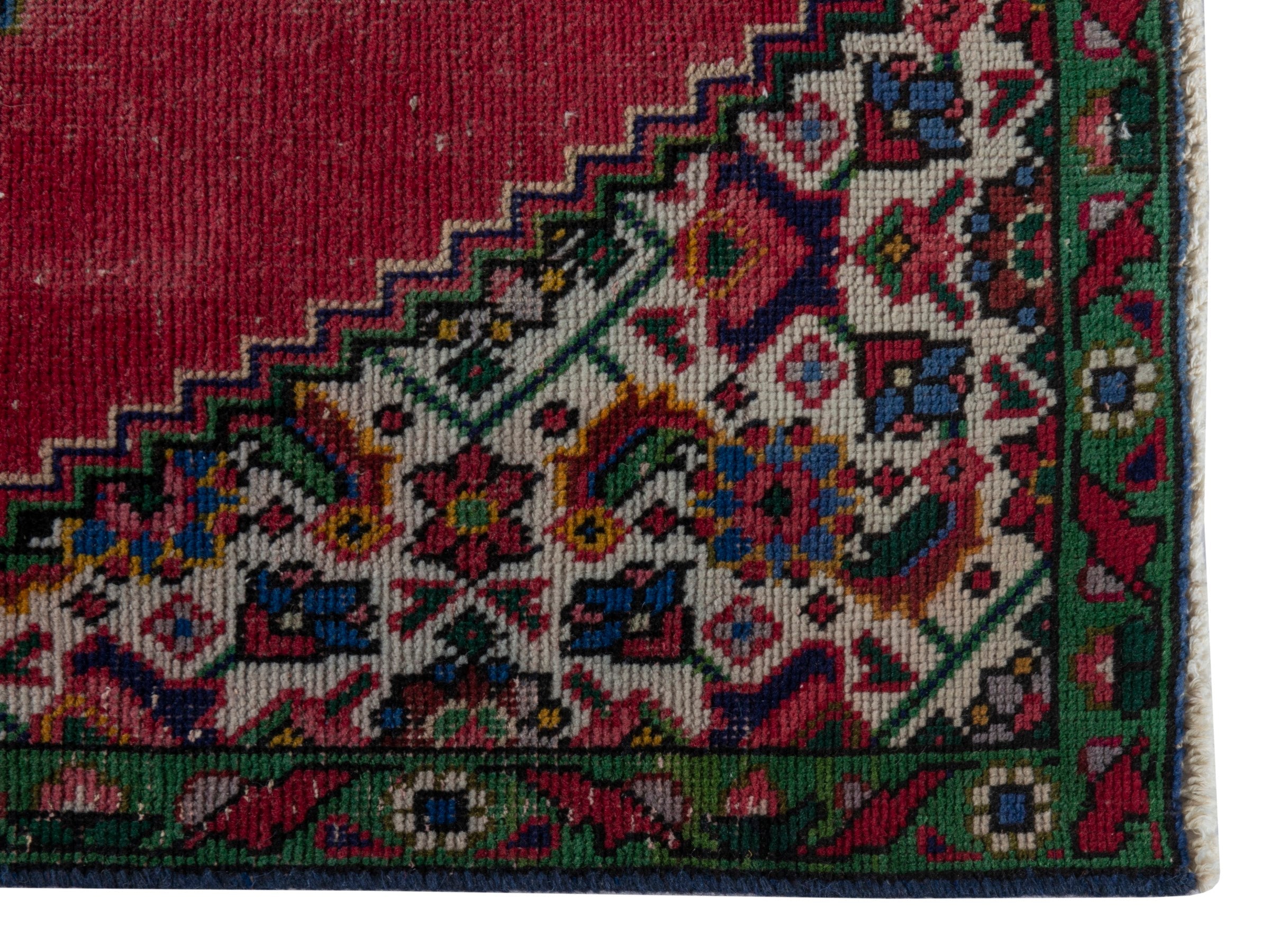 Persian Tabriz accent rug in deep red and cream, view 5 of 17