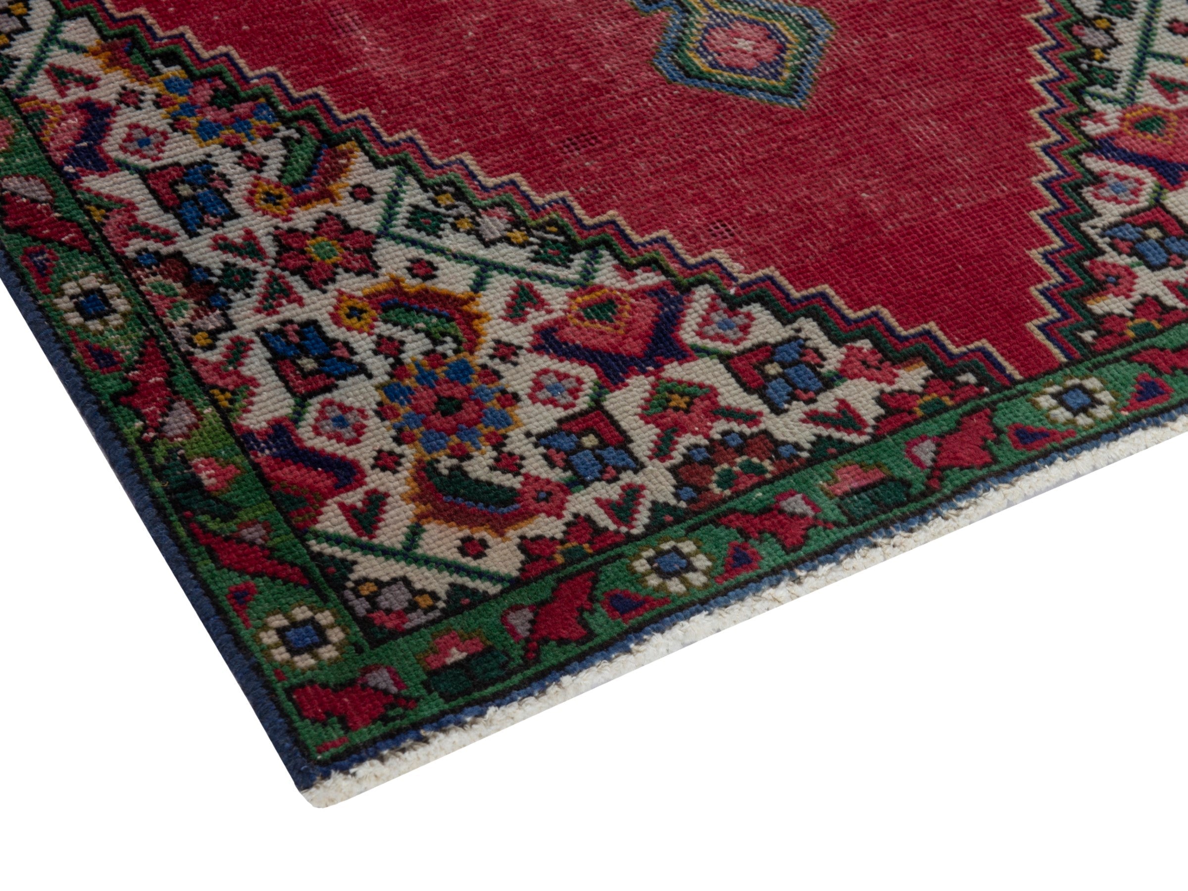 Persian Tabriz accent rug in deep red and cream, view 6 of 17
