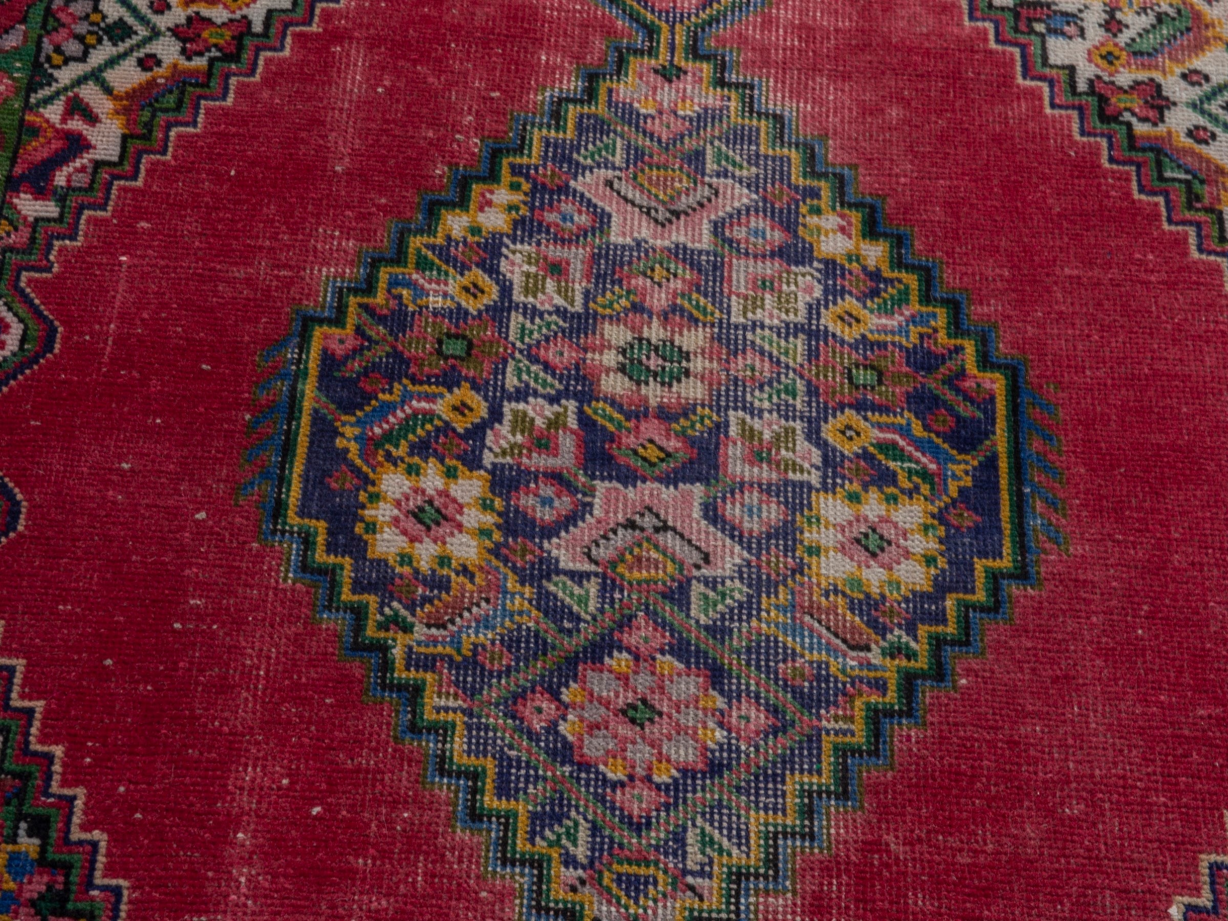 Persian Tabriz accent rug in deep red and cream, view 7 of 17