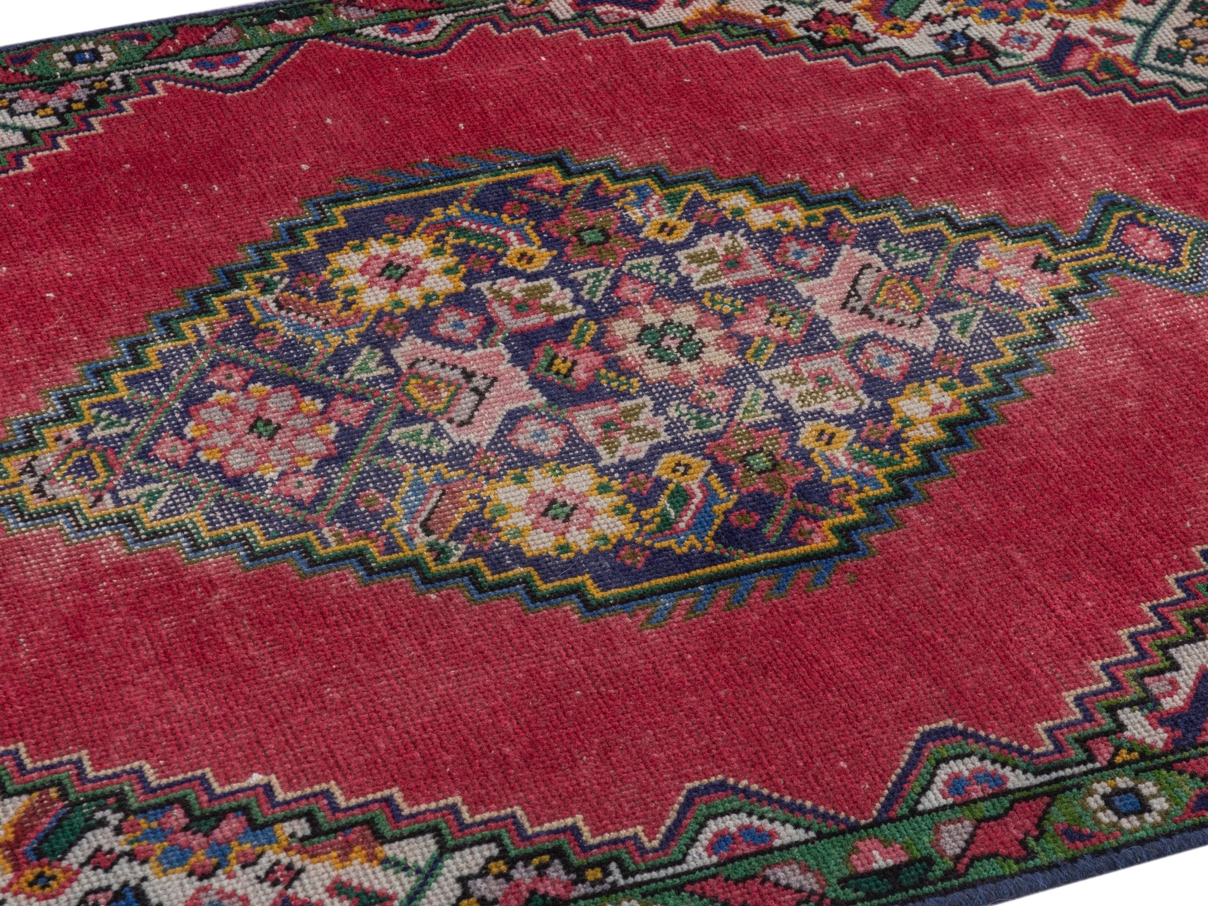 Persian Tabriz accent rug in deep red and cream, view 8 of 17