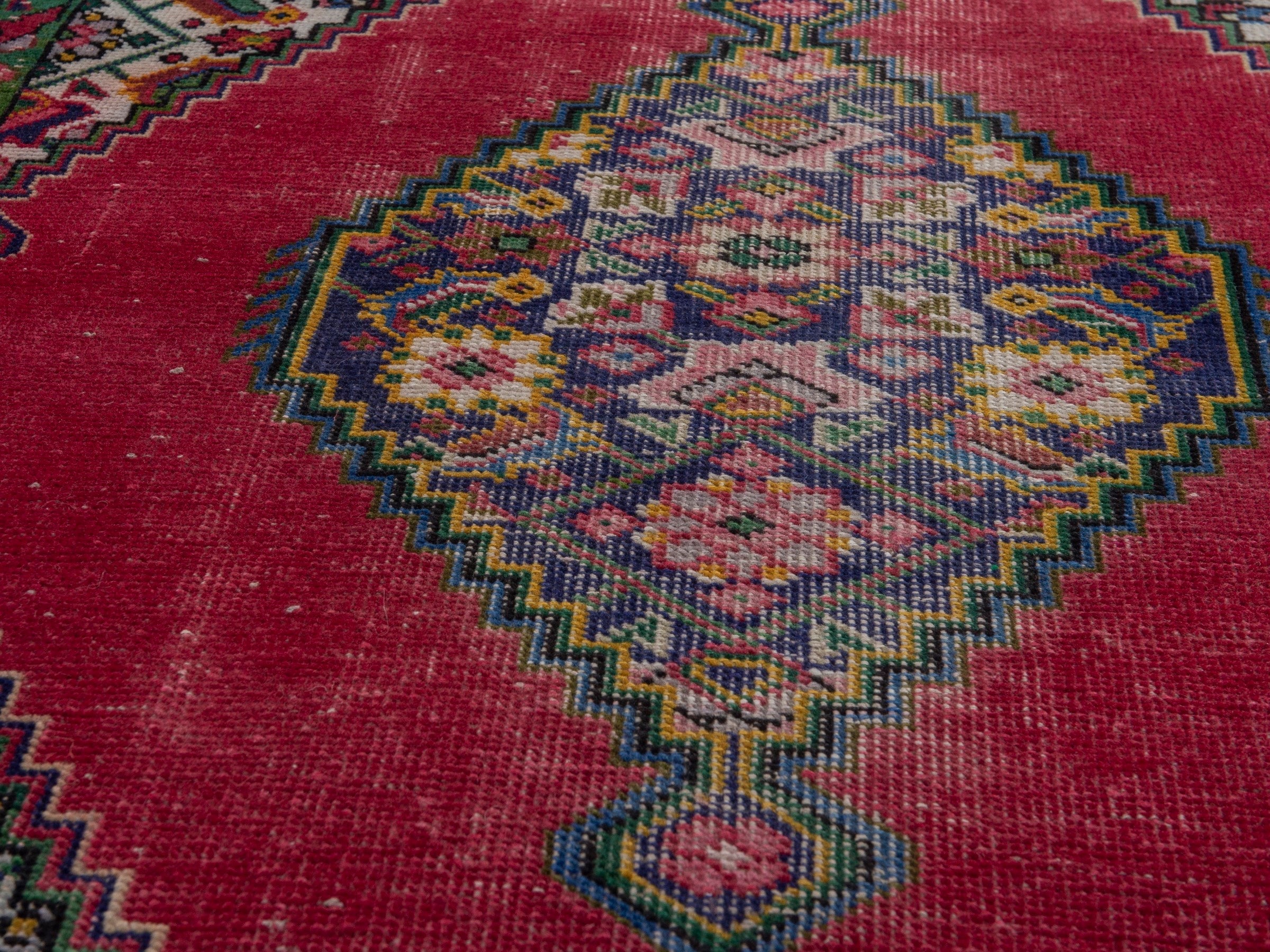 Persian Tabriz accent rug in deep red and cream, view 9 of 17