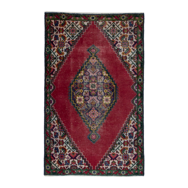 Persian Tabriz accent rug in deep red and cream, 3'5" x 4'11"