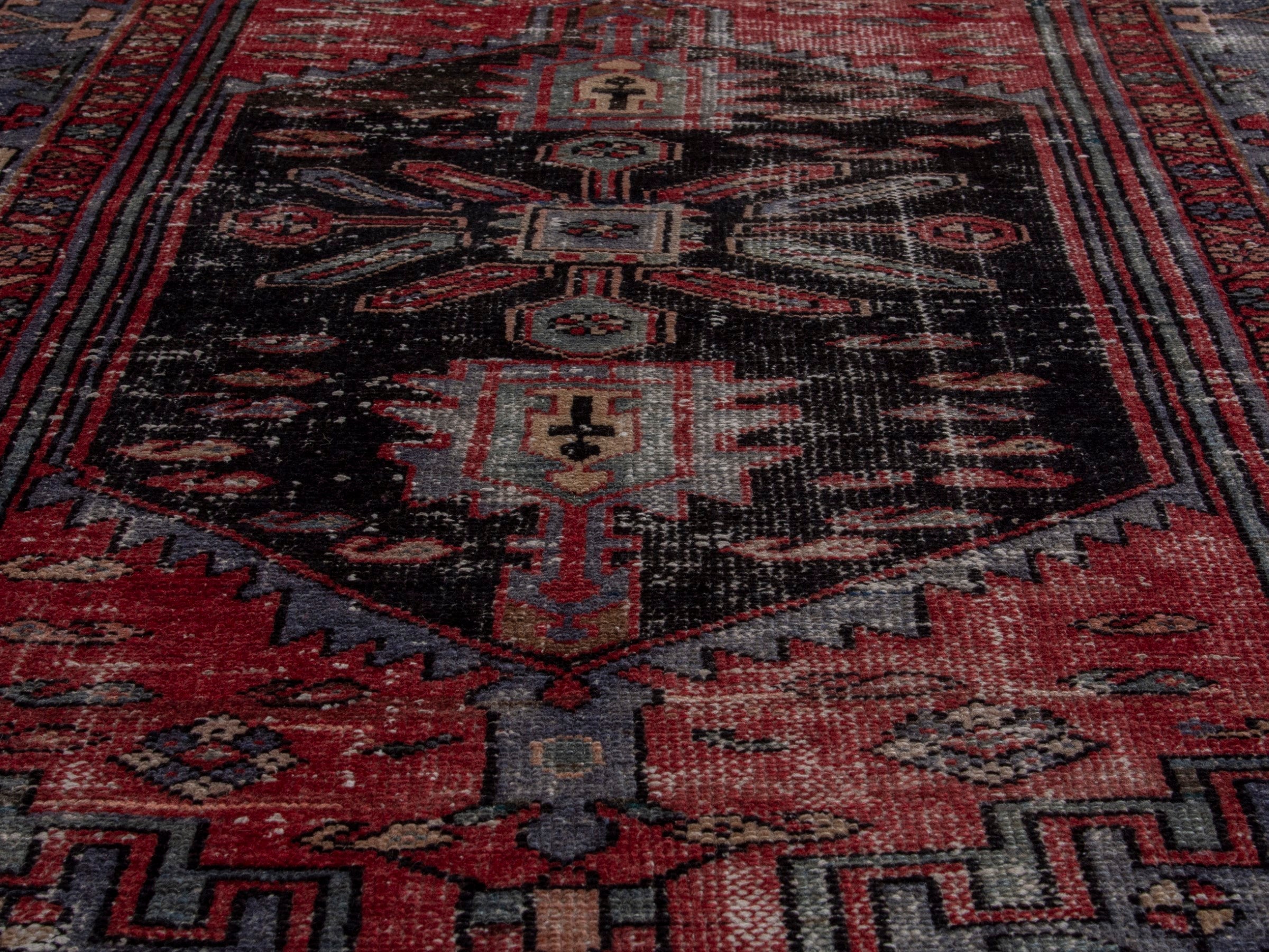 Persian Zanjan area rug in faded red and black cherry, view 10 of 20