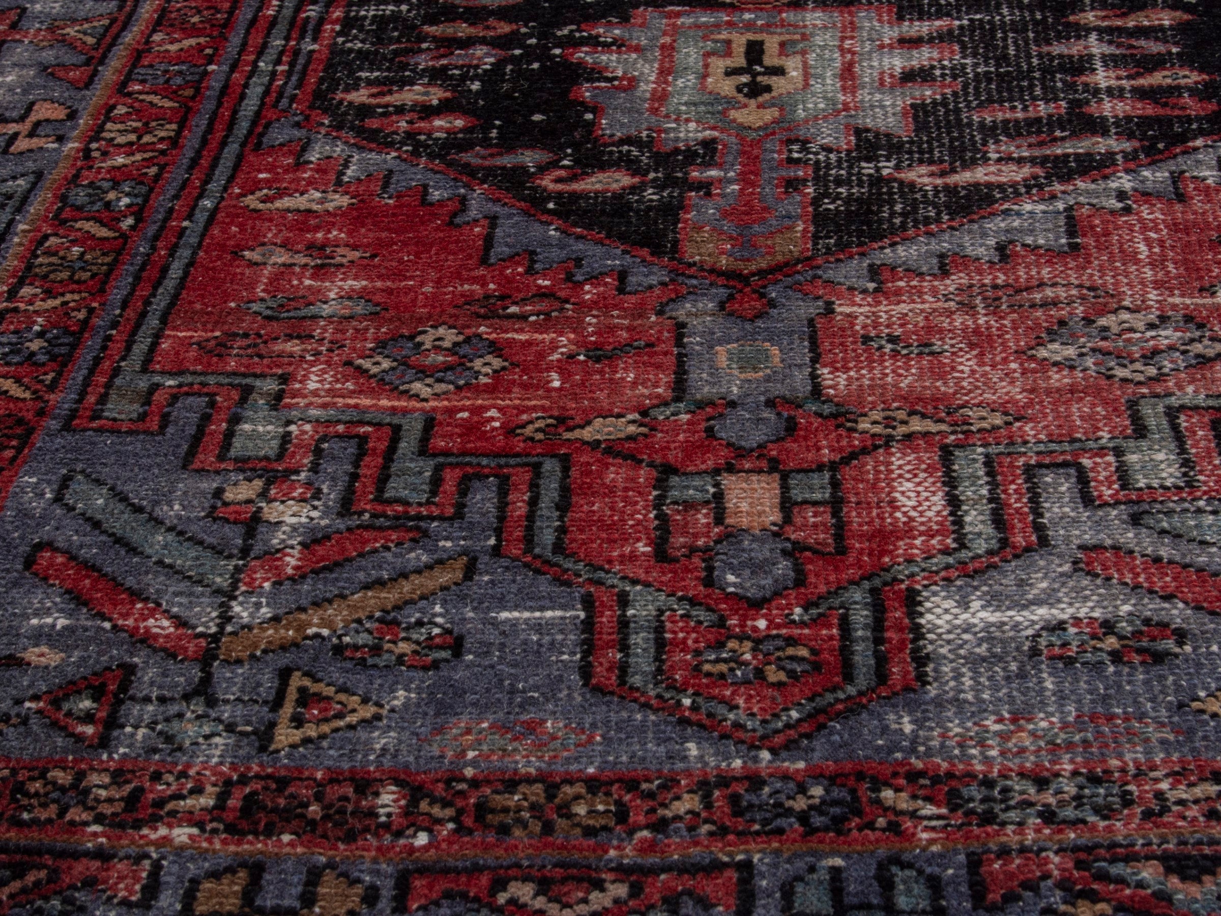 Persian Zanjan area rug in faded red and black cherry, view 11 of 20