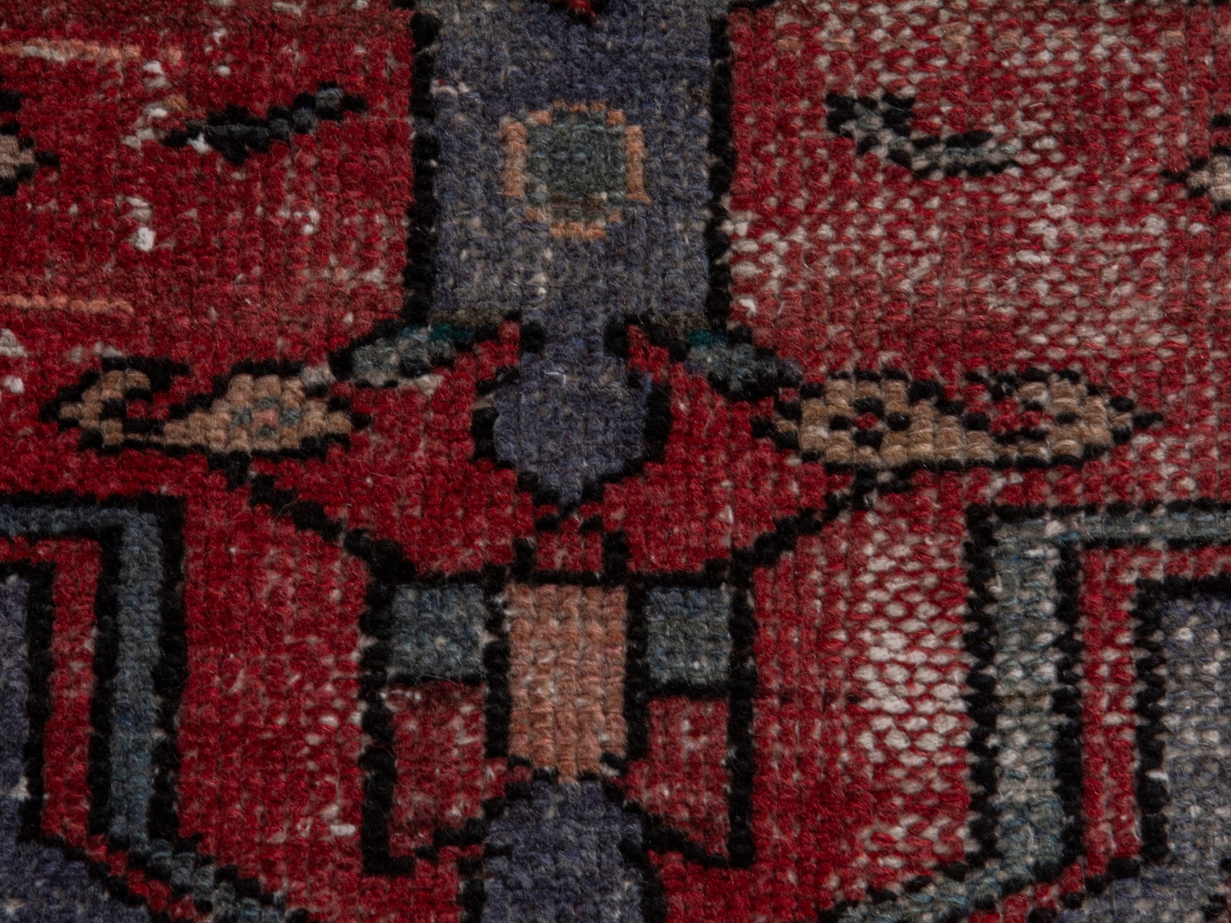 Persian Zanjan area rug in faded red and black cherry, view 13 of 20