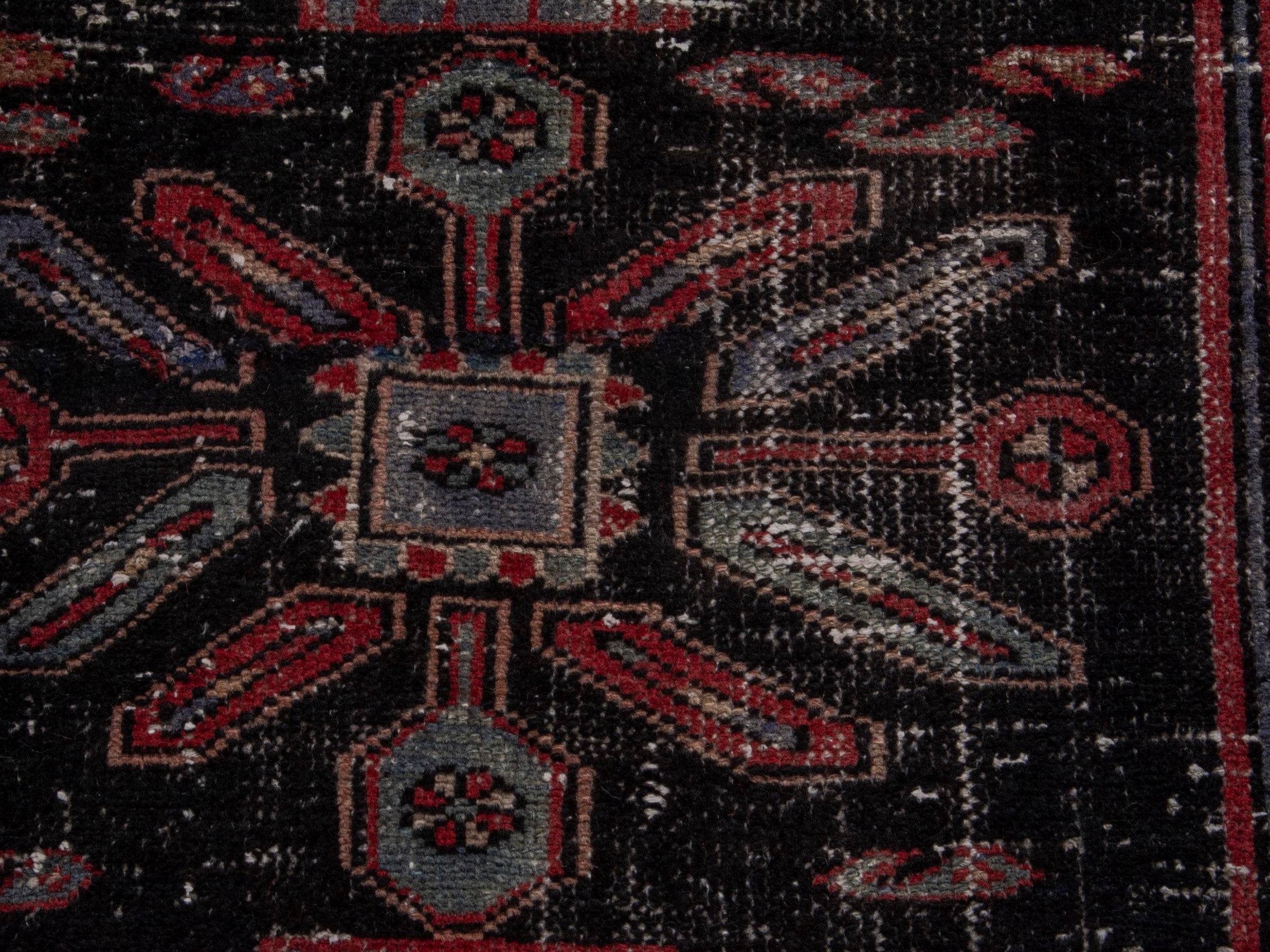 Persian Zanjan area rug in faded red and black cherry, view 14 of 20