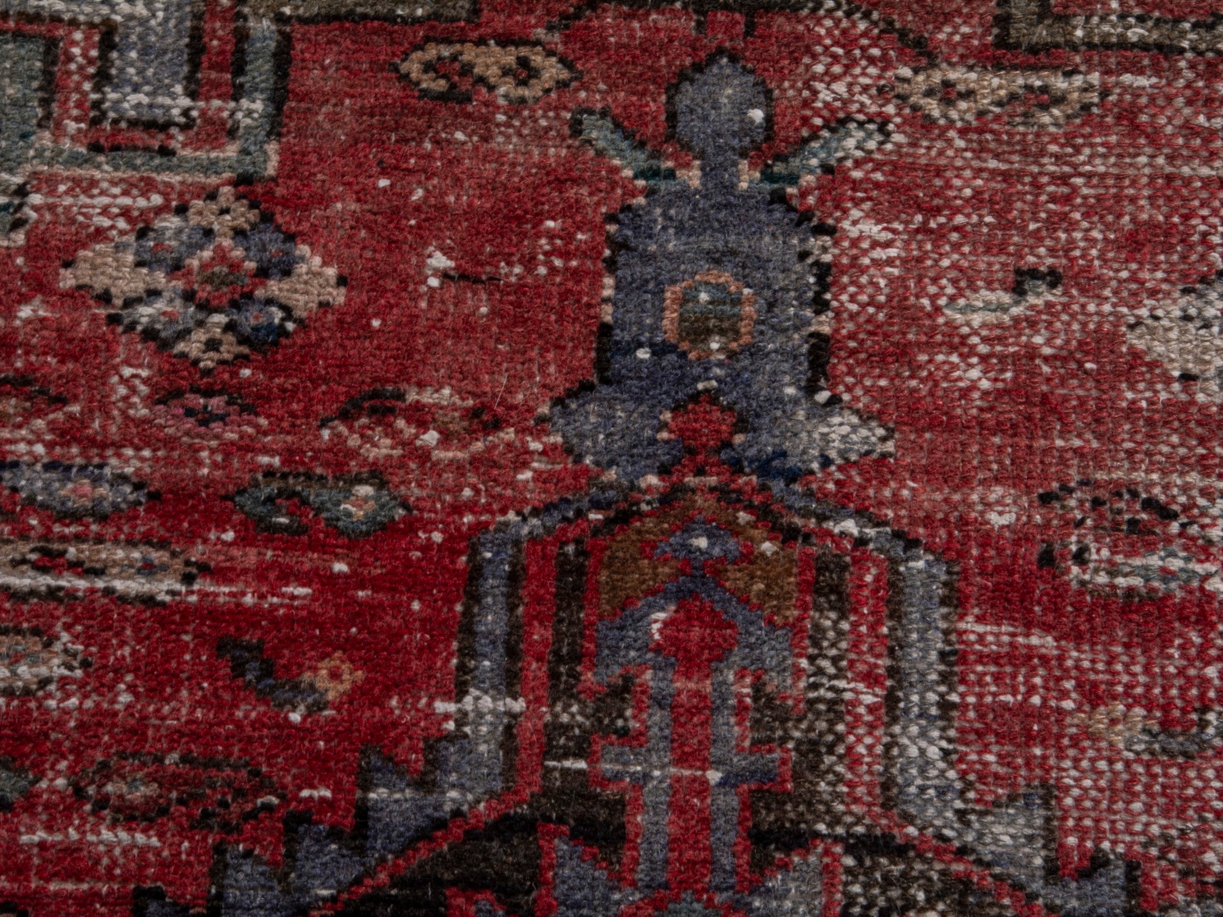 Persian Zanjan area rug in faded red and black cherry, view 15 of 20