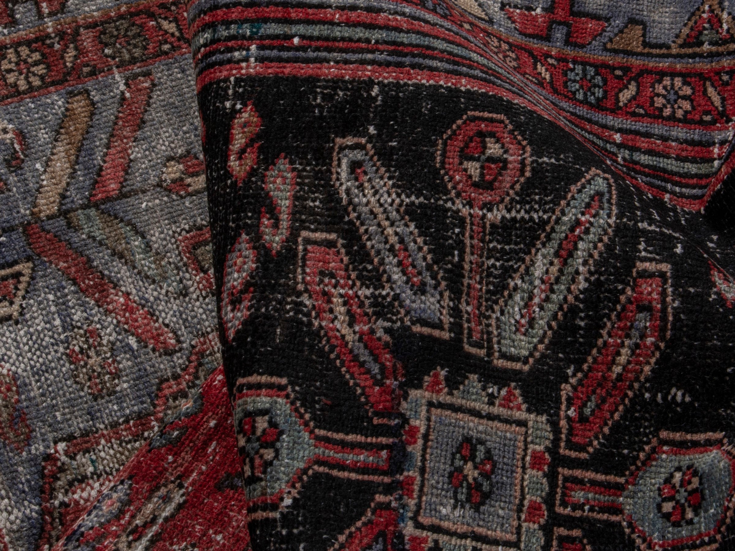 Persian Zanjan area rug in faded red and black cherry, view 18 of 20