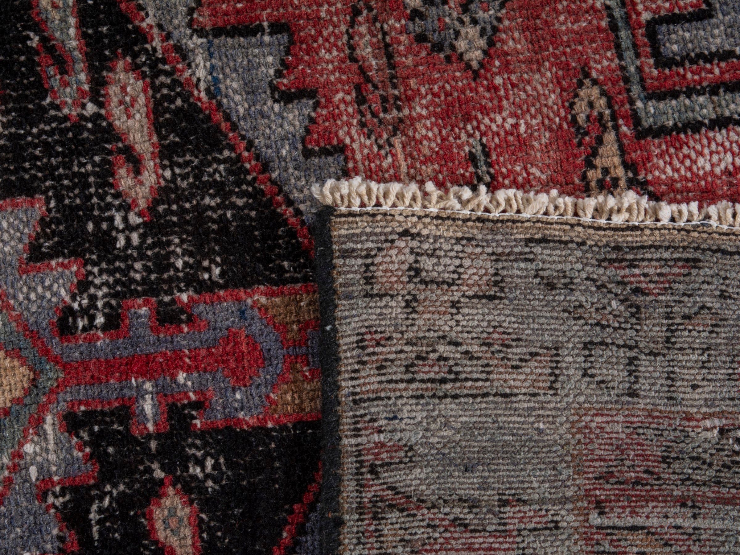 Persian Zanjan area rug in faded red and black cherry, view 20 of 20
