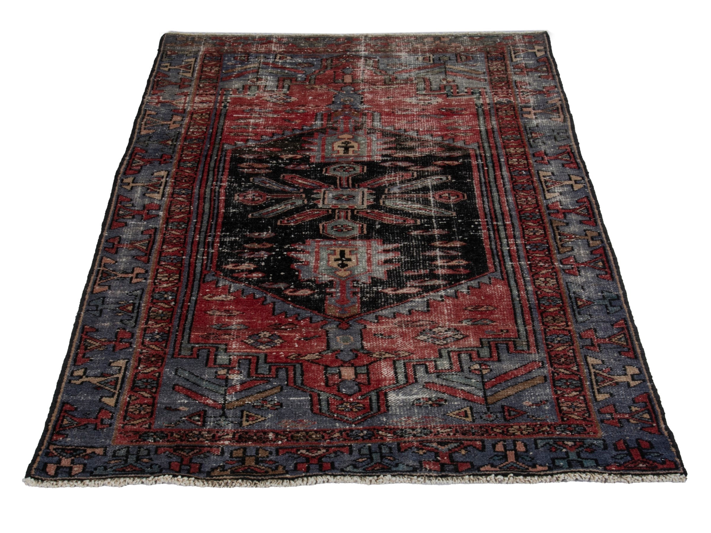Persian Zanjan area rug in faded red and black cherry, view 2 of 20