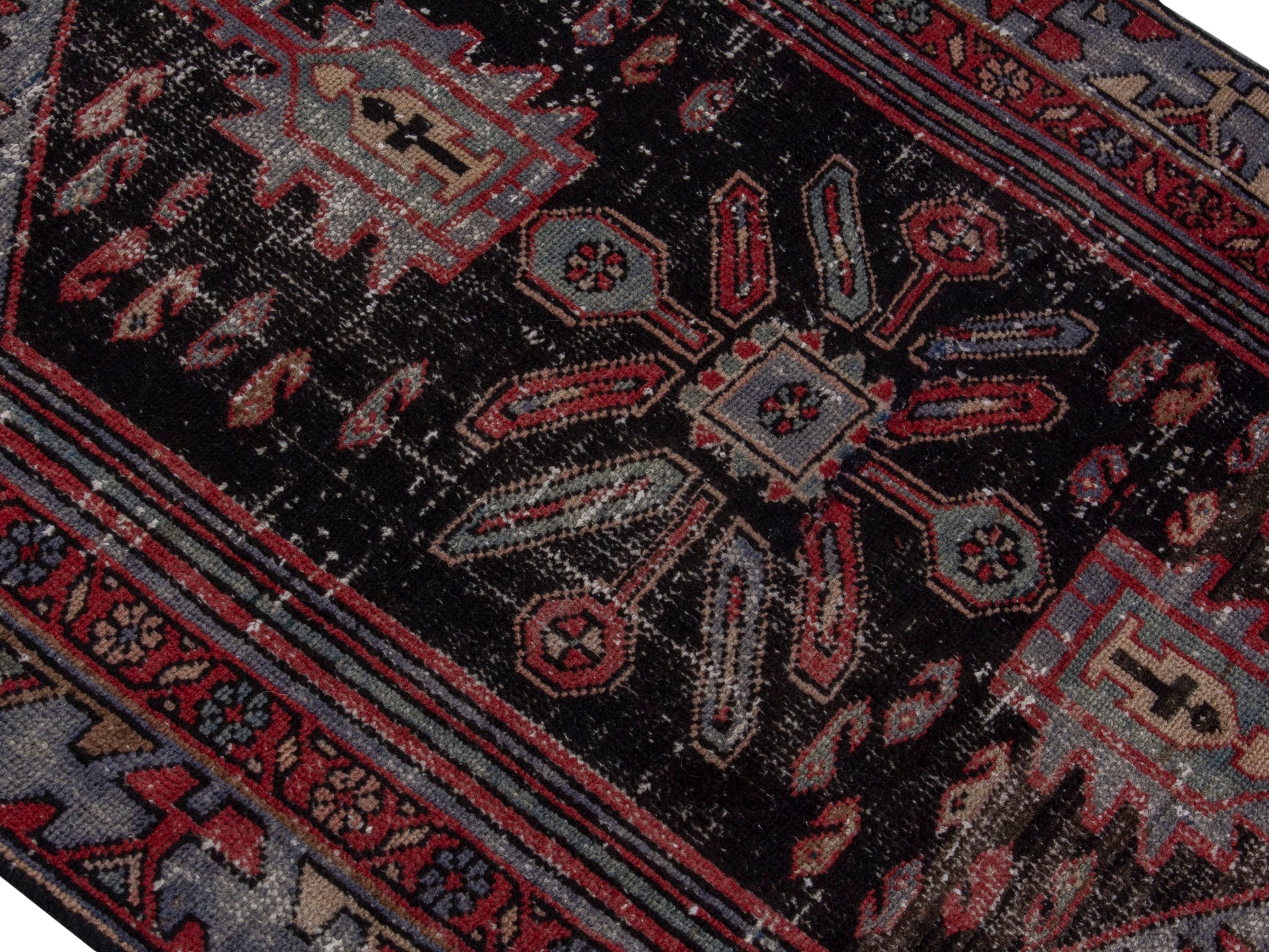 Persian Zanjan area rug in faded red and black cherry, view 4 of 20