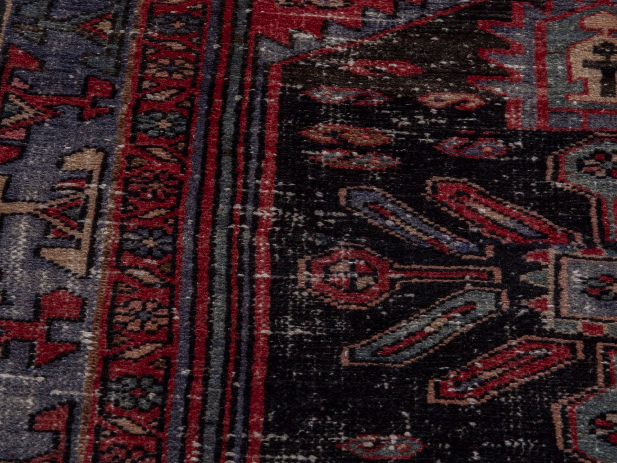 Persian Zanjan area rug in faded red and black cherry, view 7 of 20