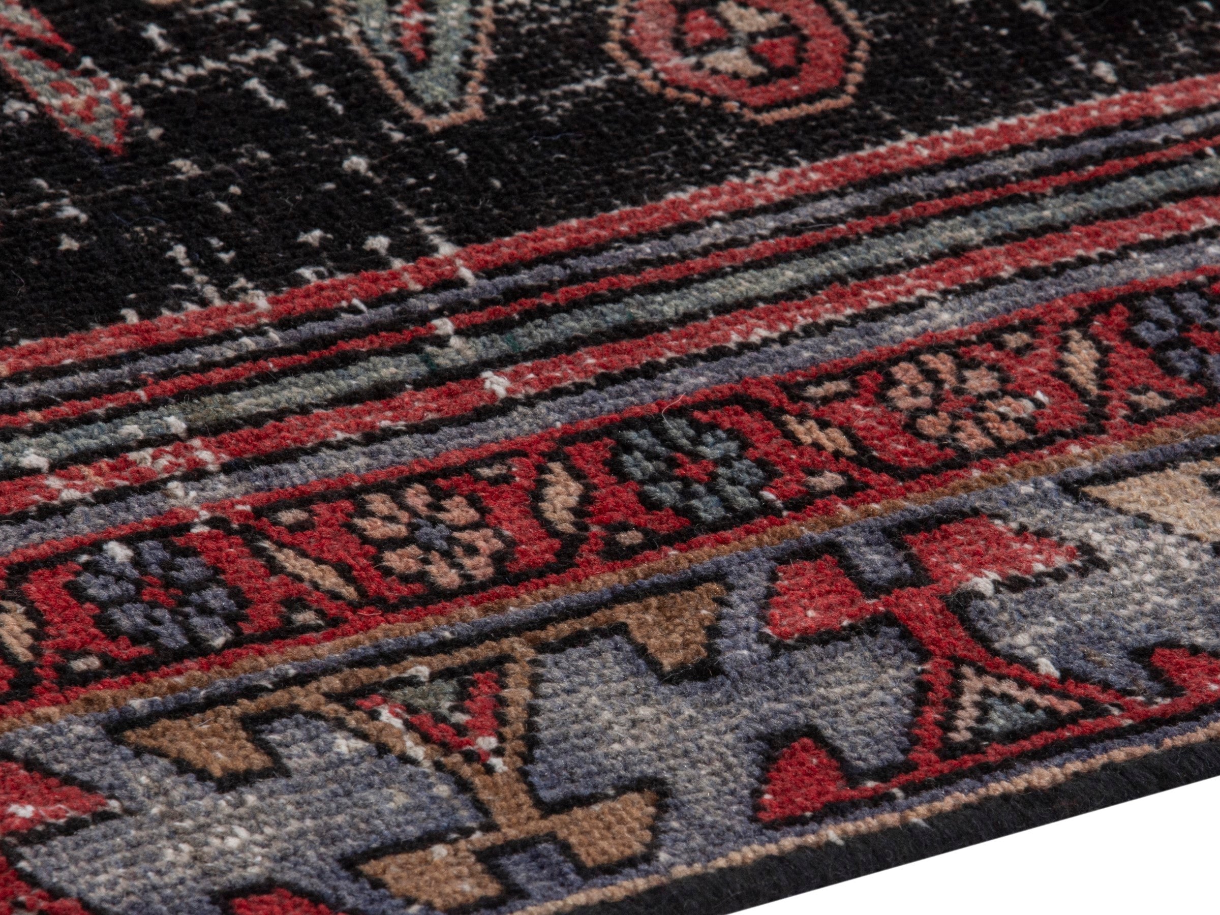 Persian Zanjan area rug in faded red and black cherry, view 8 of 20