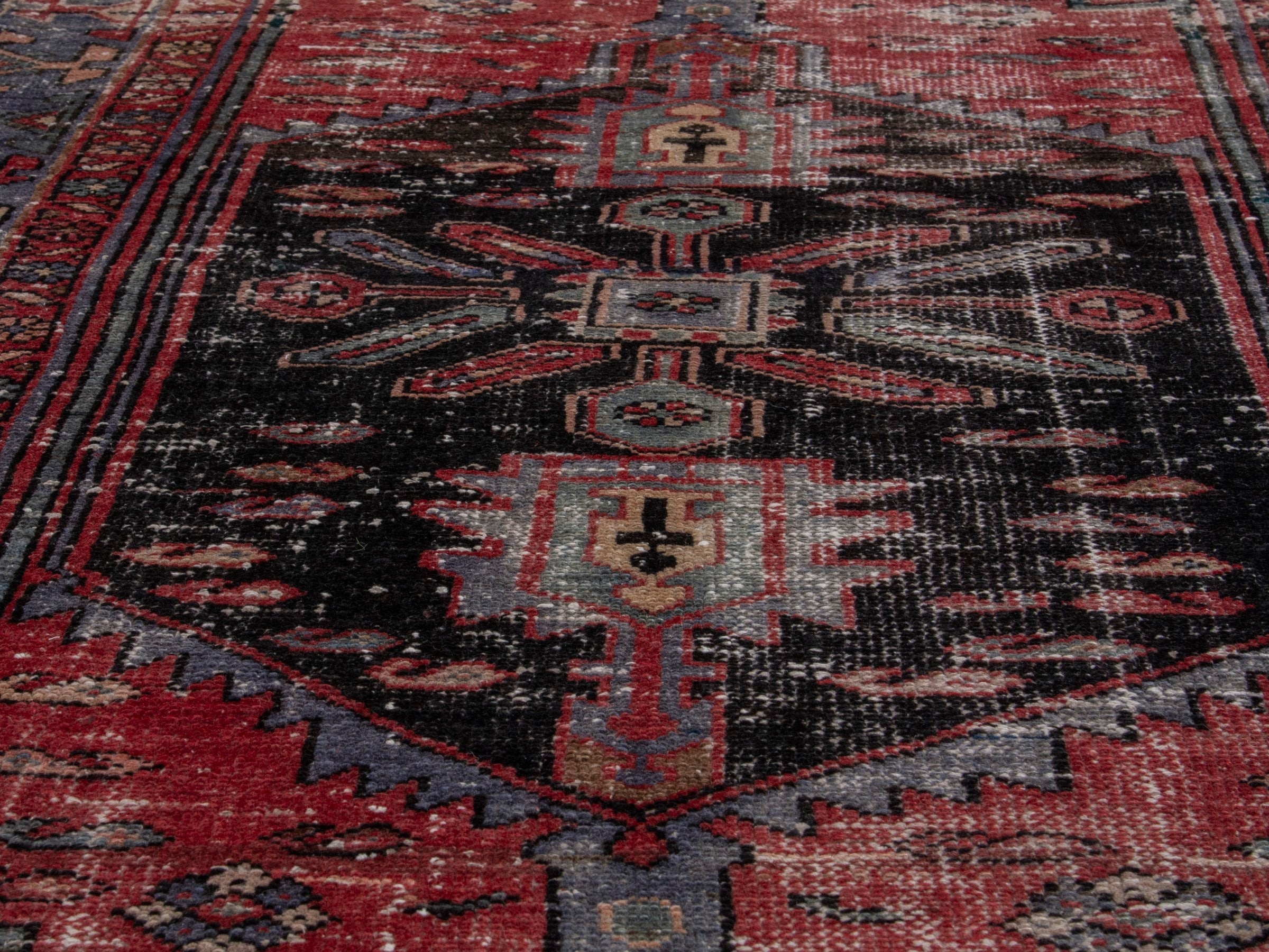 Persian Zanjan area rug in faded red and black cherry, view 9 of 20