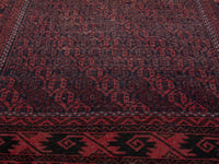 Persian Baluch accent rug in dark brown and faded red, view 12 of 21