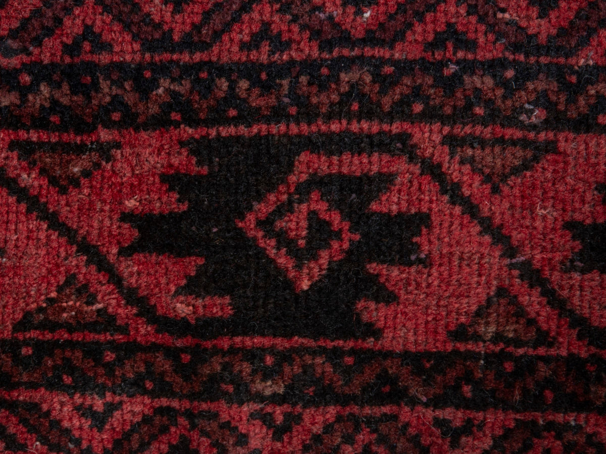 Persian Baluch accent rug in dark brown and faded red, view 13 of 21