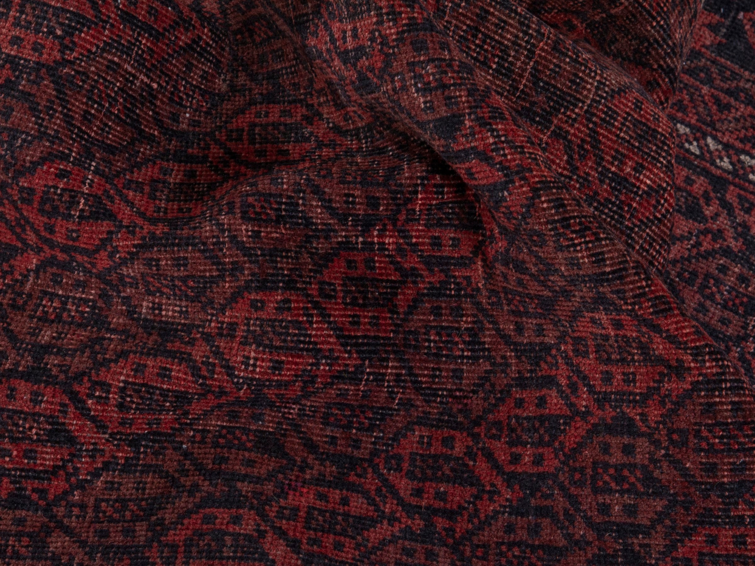 Persian Baluch accent rug in dark brown and faded red, view 15 of 20