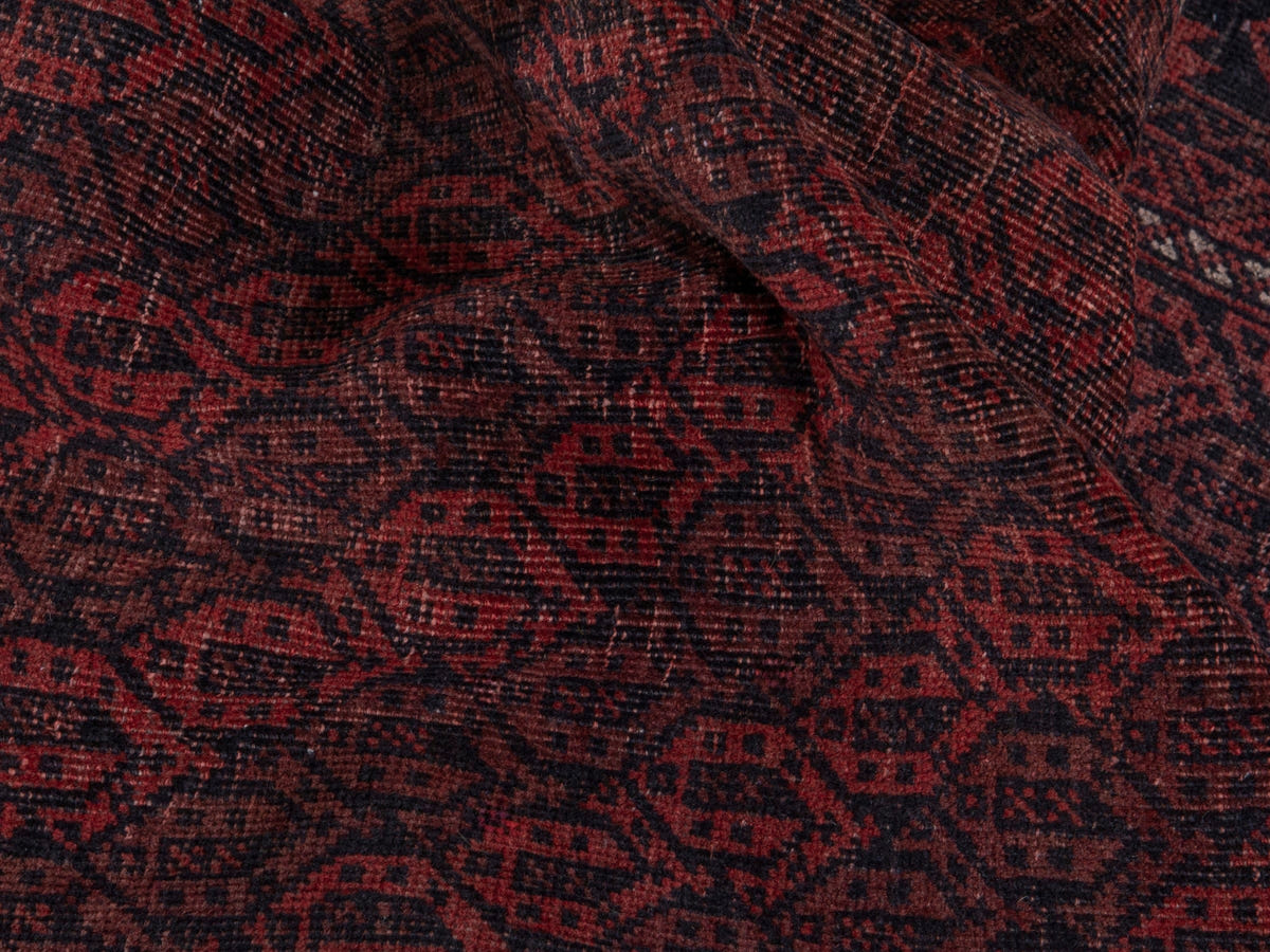 Persian Baluch accent rug in dark brown and faded red, view 16 of 21