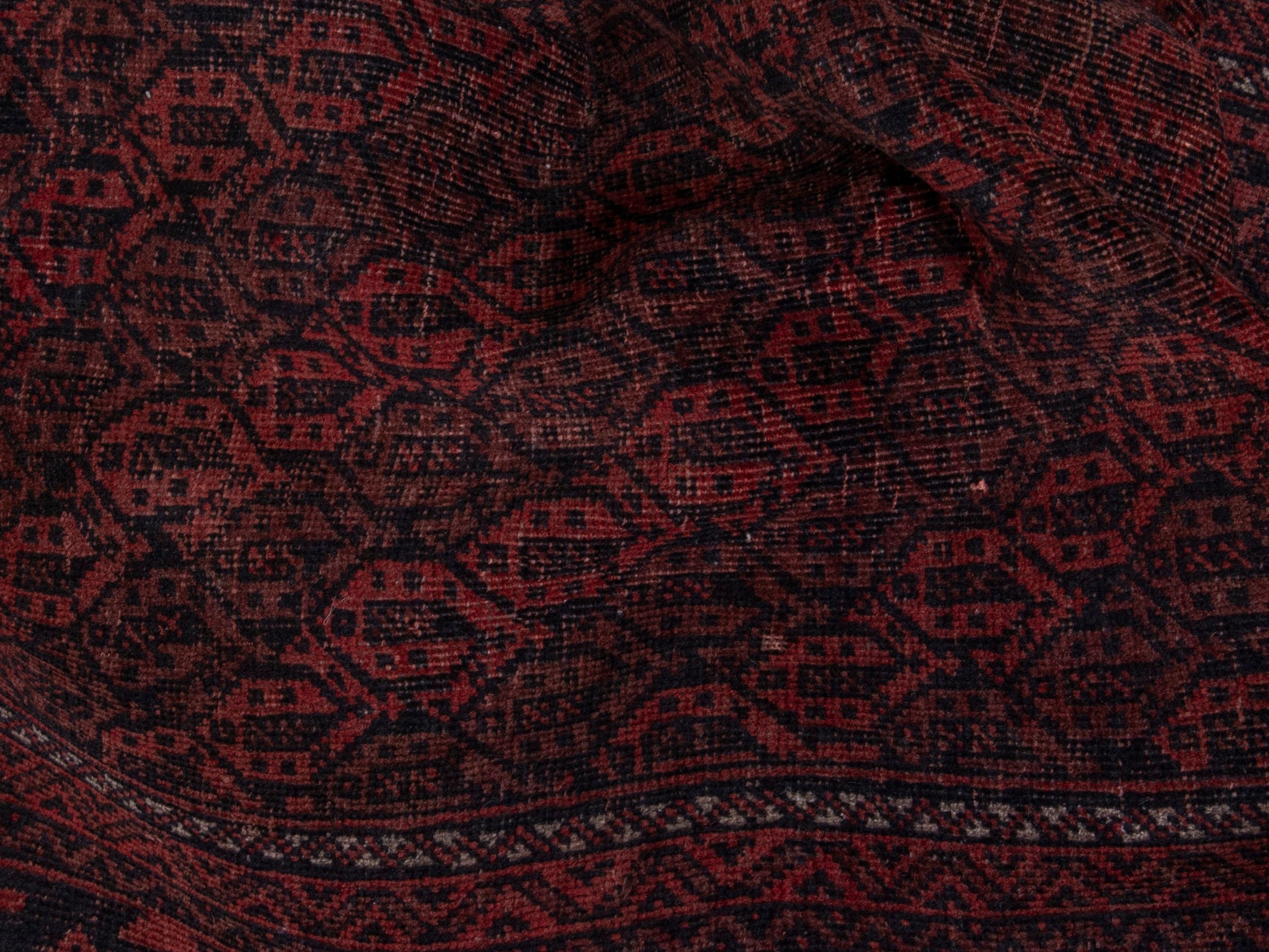 Persian Baluch accent rug in dark brown and faded red, view 17 of 20