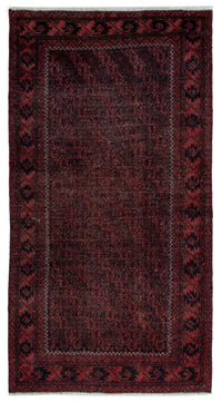 Persian Baluch accent rug in dark brown and faded red, view 2 of 21